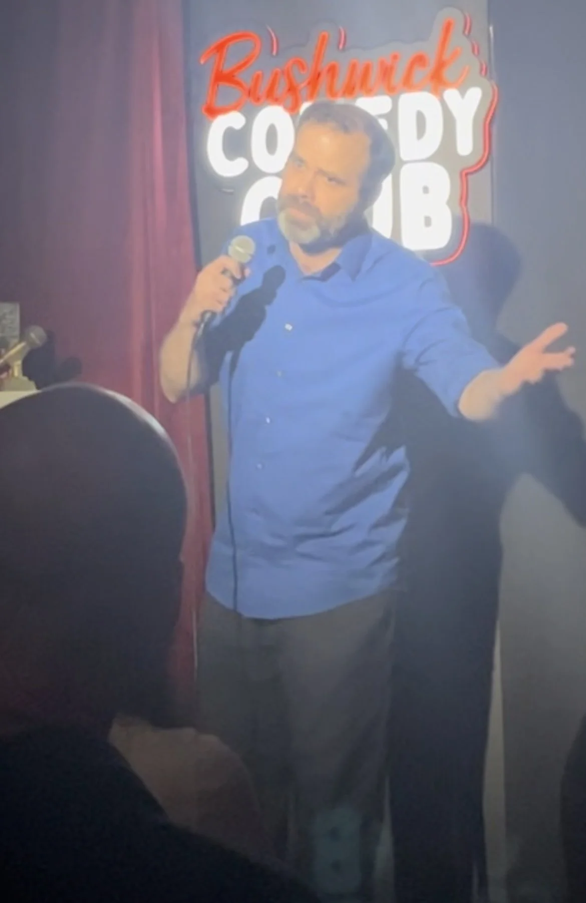 Doing stand-up at Bushwick Comedy Club.