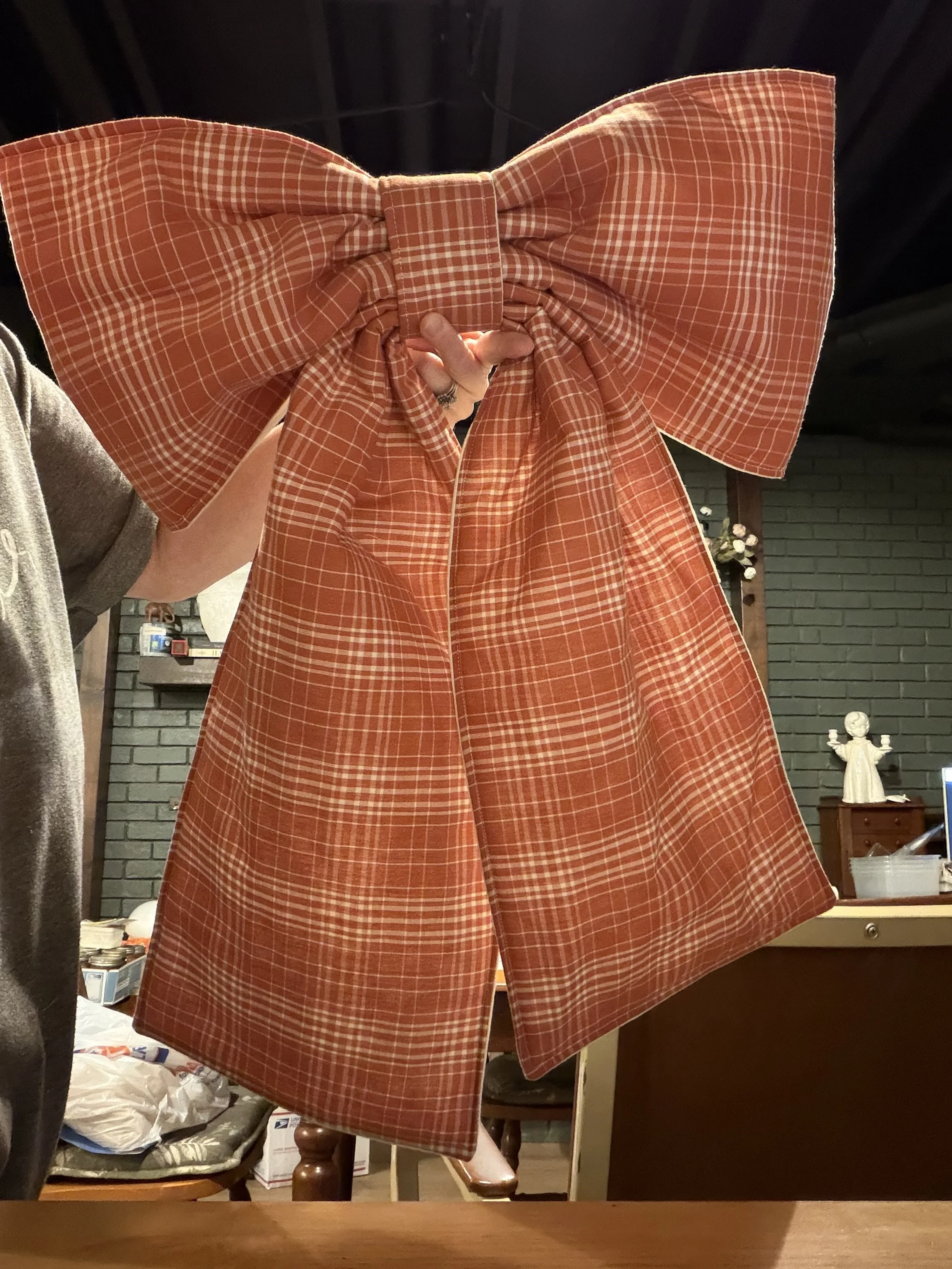 Reversible Bow (Fall Plaid + Cream)