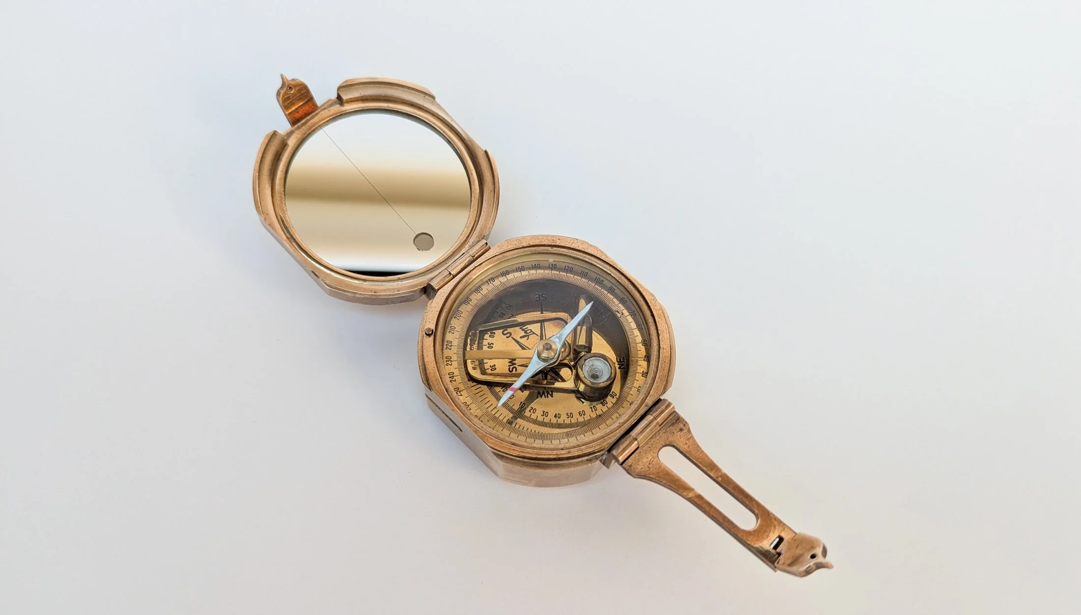A brass compass