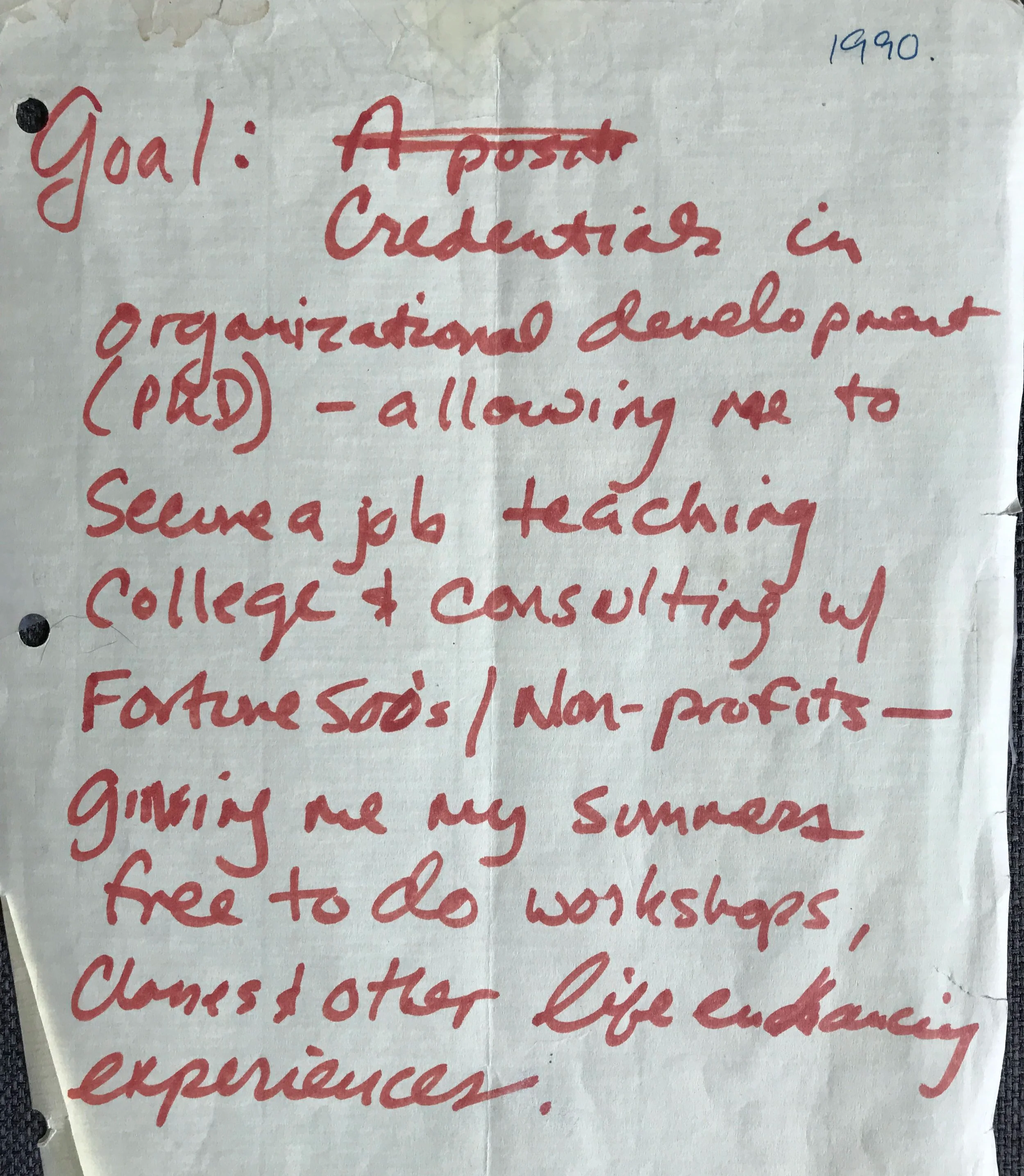 Career vision for Dr. Kevin Nourse, a retirement coach based on Palm Springs CA