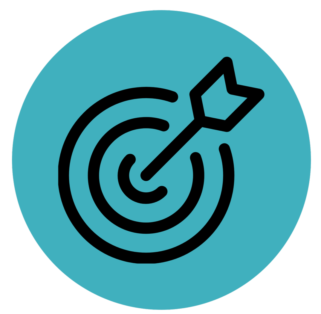 Icon of a target with an arrow in the bullseye, symbolizing goal achievement or precision.