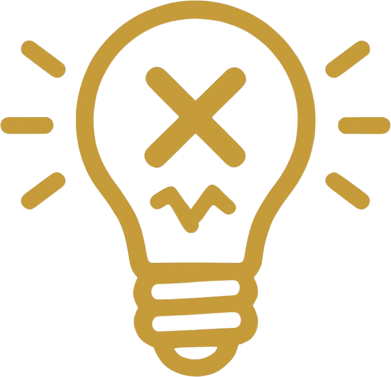 A graphic illustration of a lightbulb with a skull inside instead of a filament, representing a concept of a dangerous idea or caution.