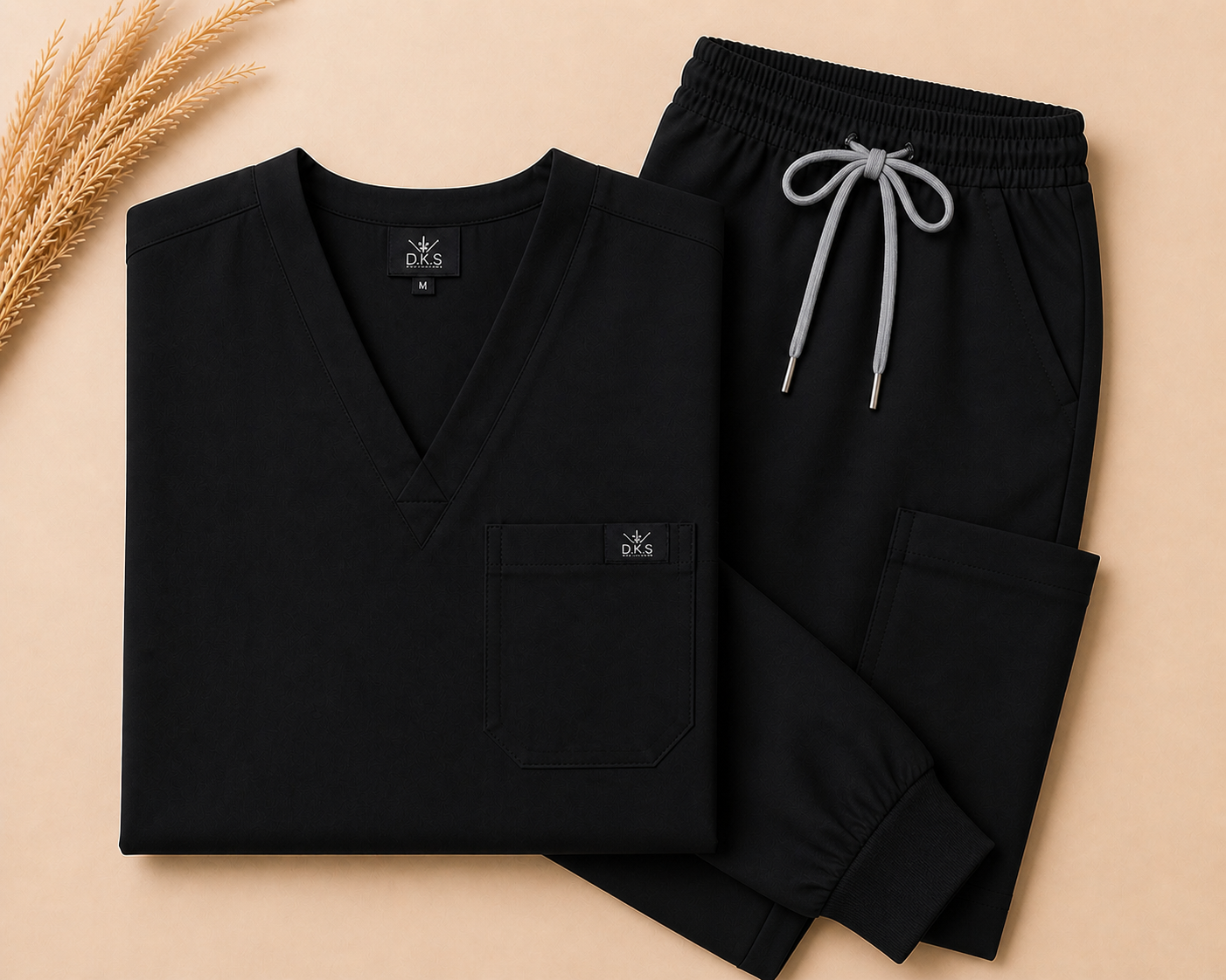 D.K.S. Signature V-Neck Scrub Set-Black