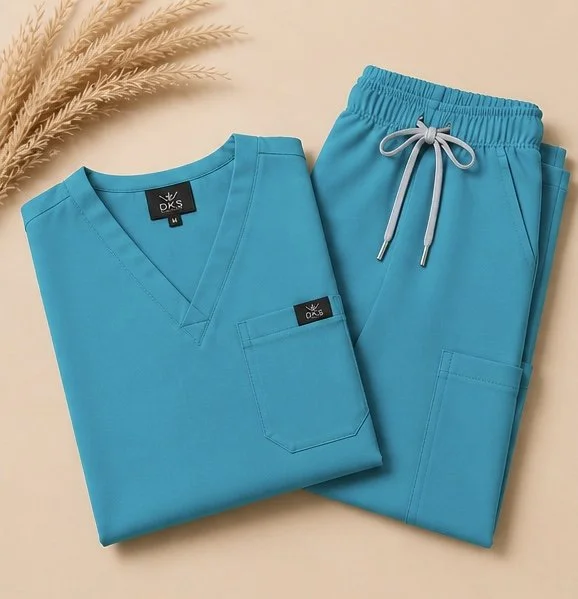 D.K.S. Signature V-Neck Scrub Set-Turquoise