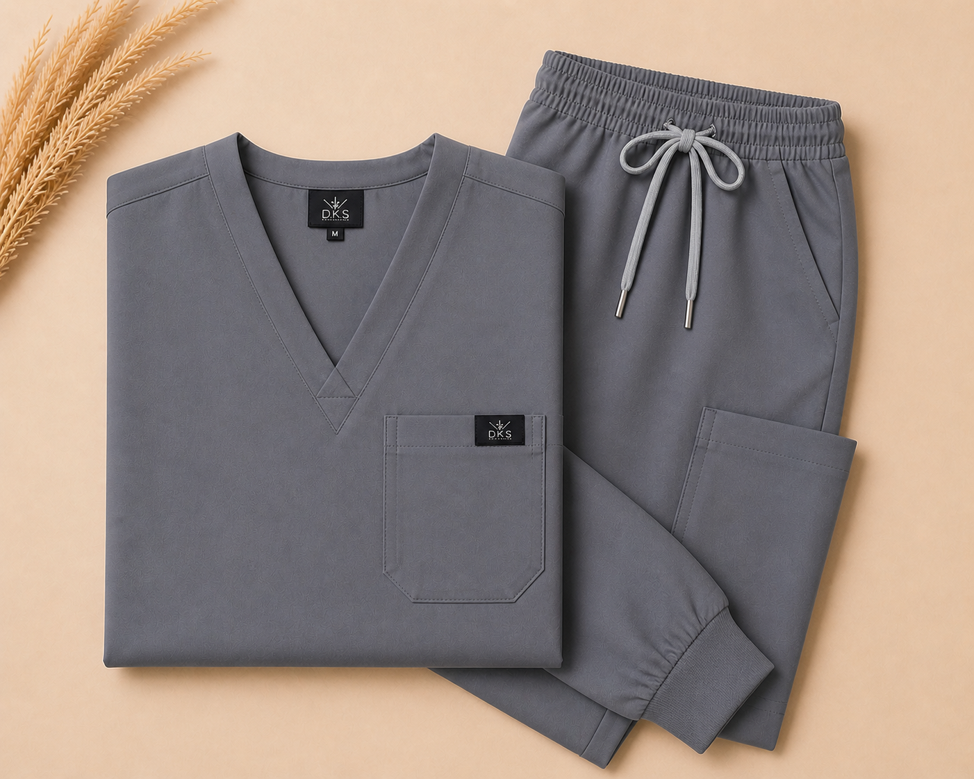 D.K.S. Signature V-Neck Scrub Set-Grey