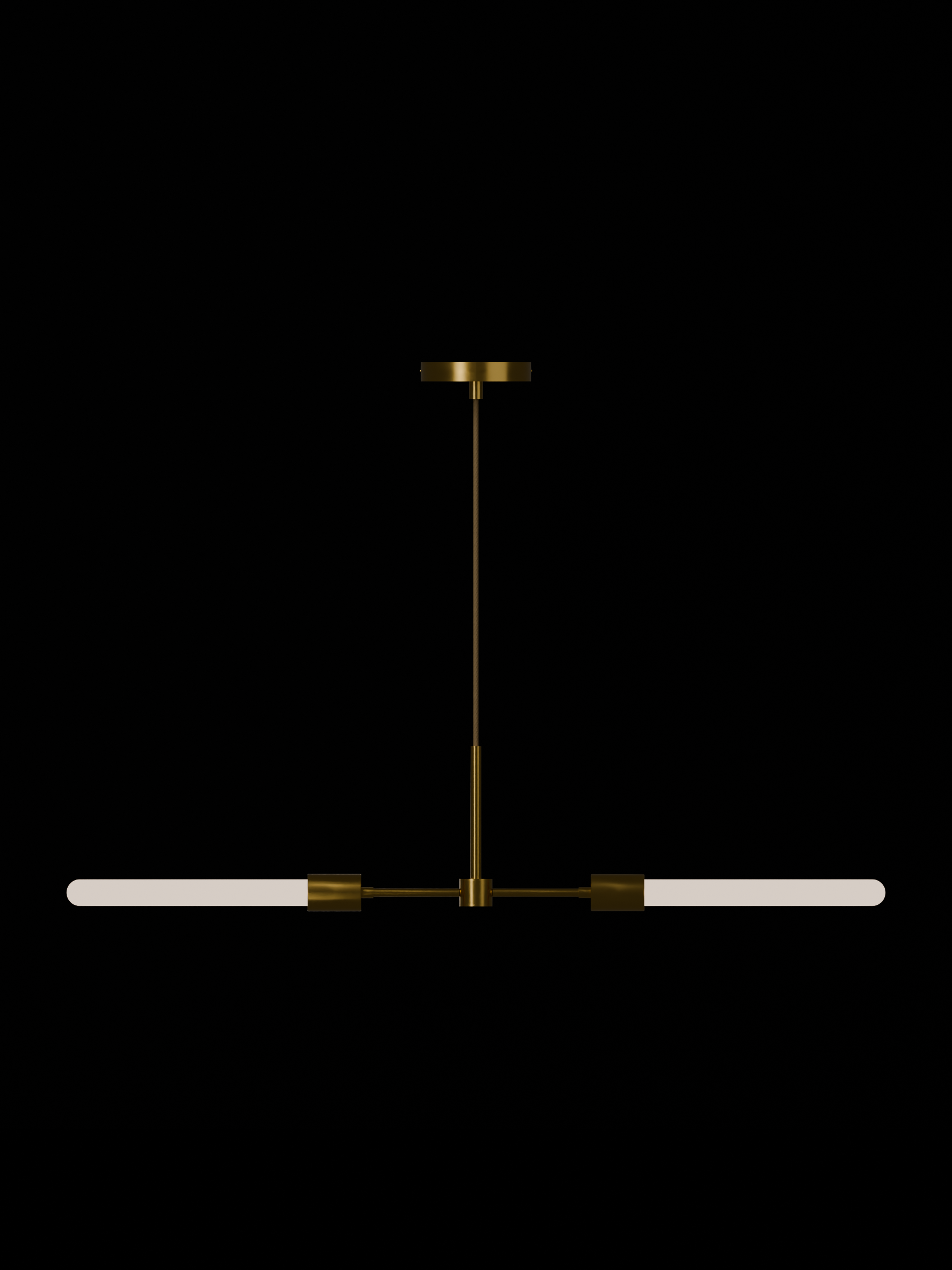 Custom Eavesdropper with brass hardware and opal bulbs, before adding custom shapes, hardwired, light on.