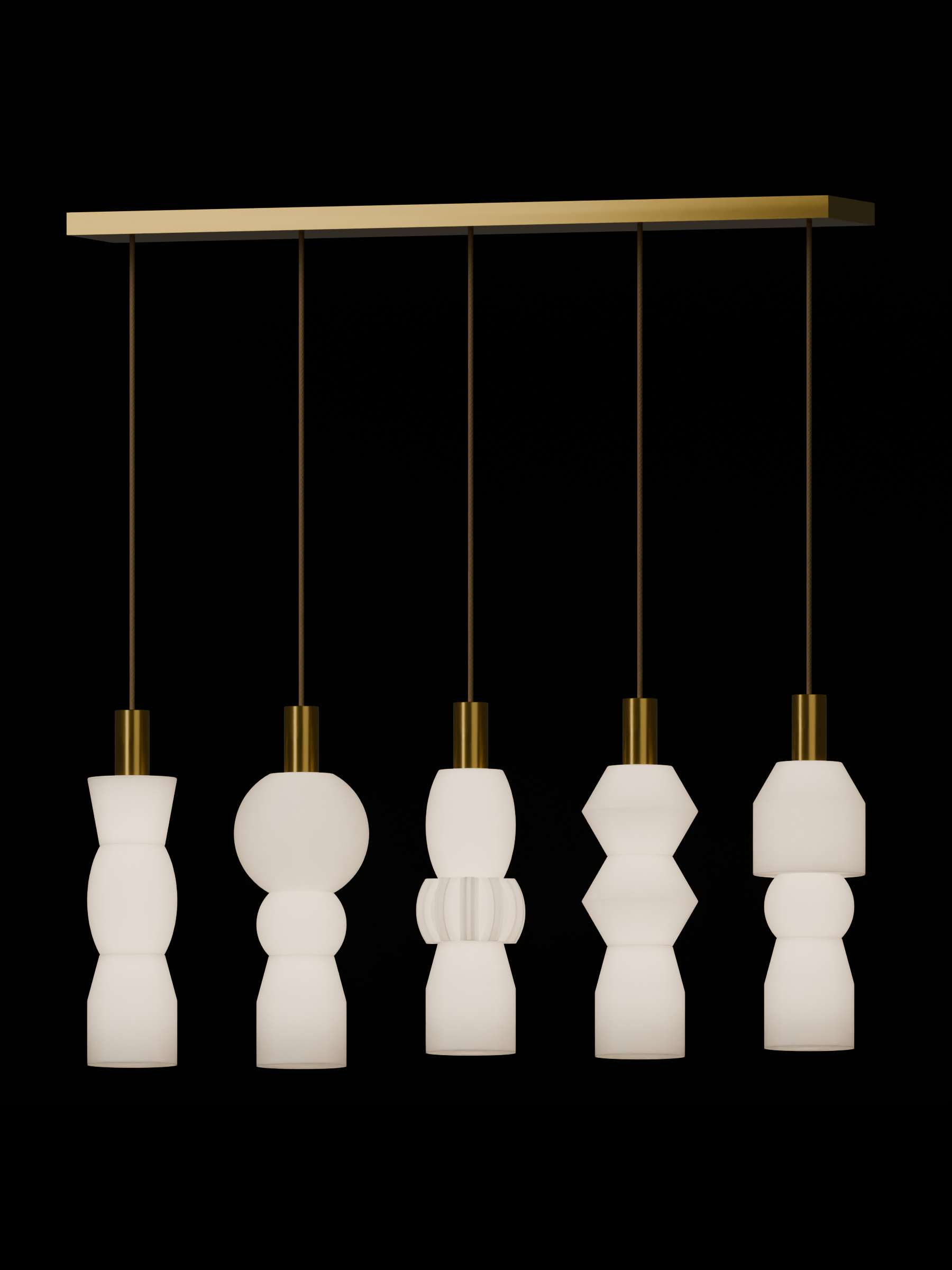 Cord Runway 5 in Linen with brass hardware, hardwired, light on.