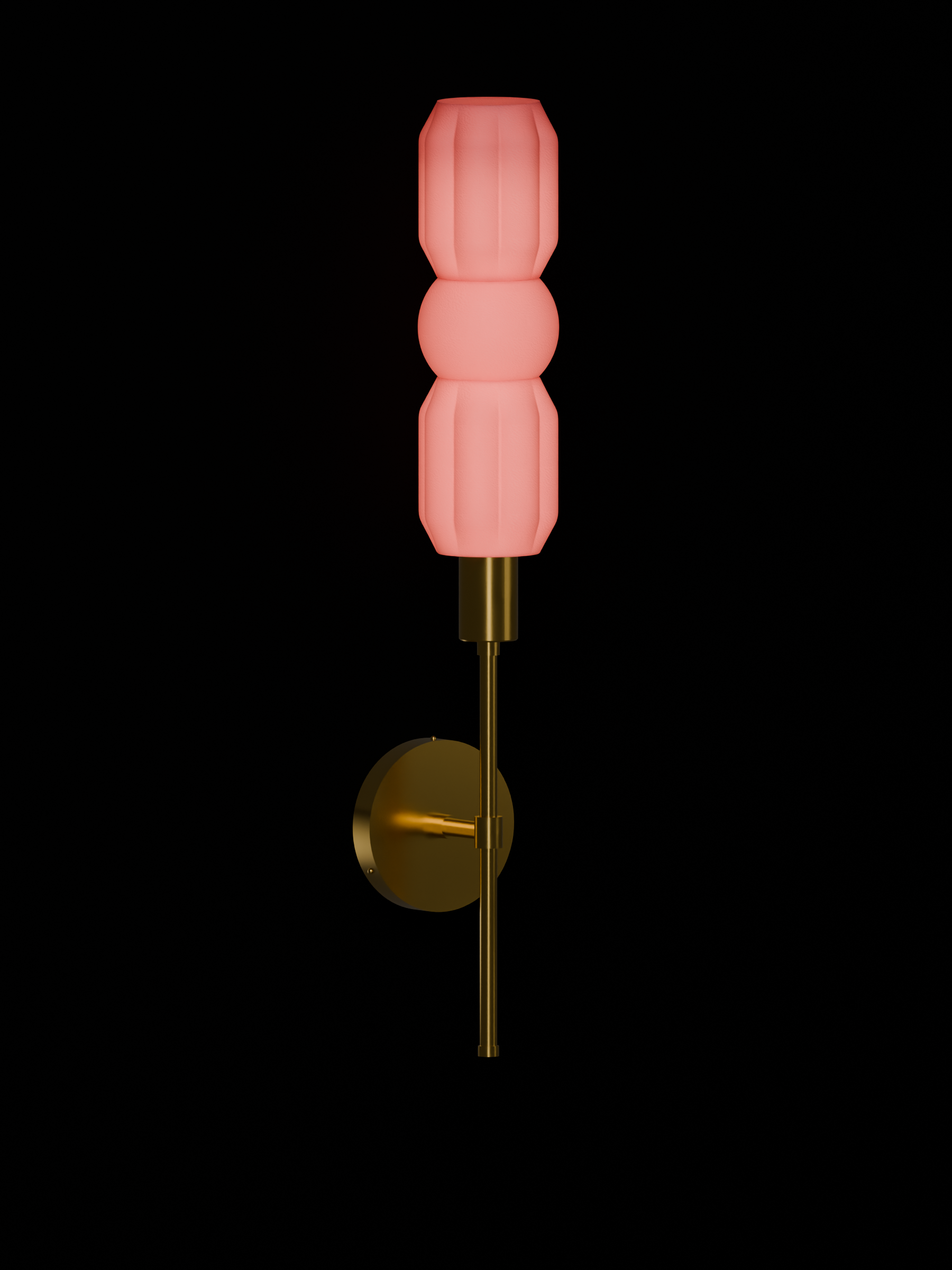 Elaine Wallflower in Sakura Pink with brass hardware, hardwired, light on.