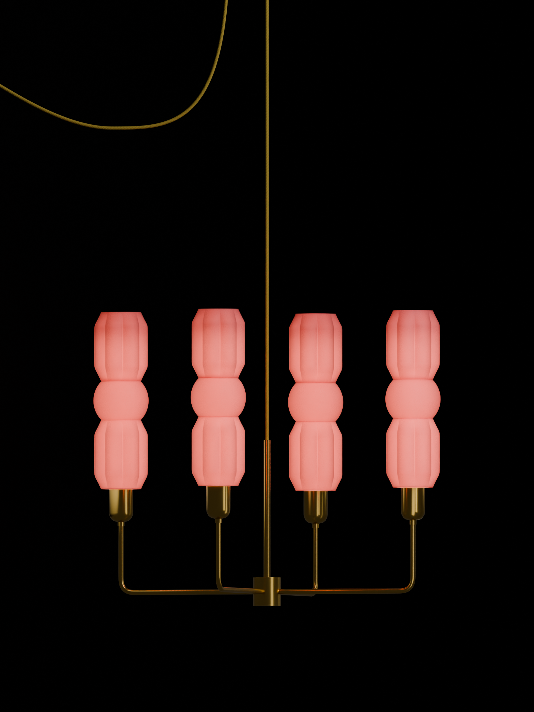 Elaine Auburn in Sakura Pink with brass hardware, plug-in, light on.
