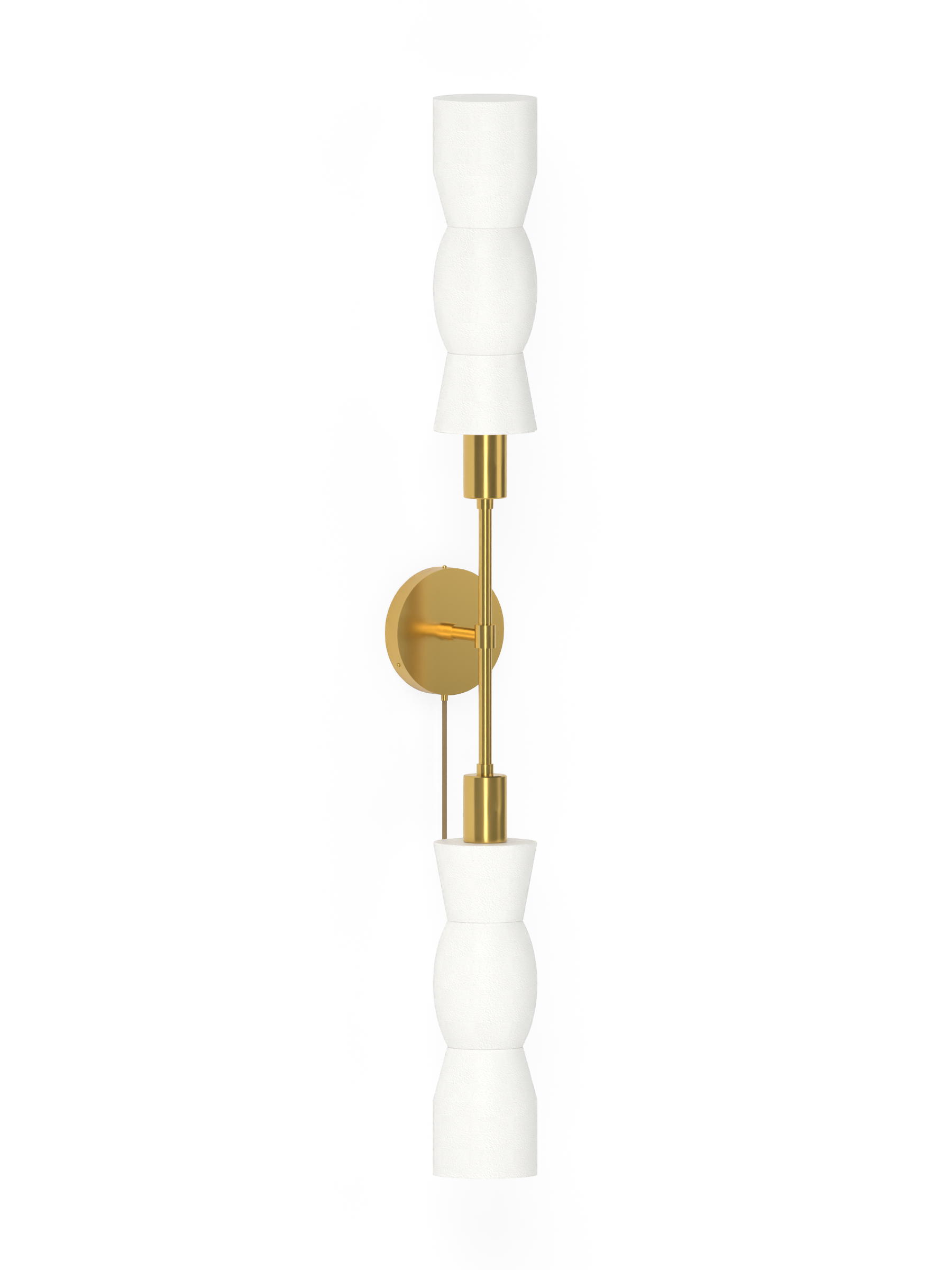 Cord Plus One in Linen with brass hardware, plug-in, light off.