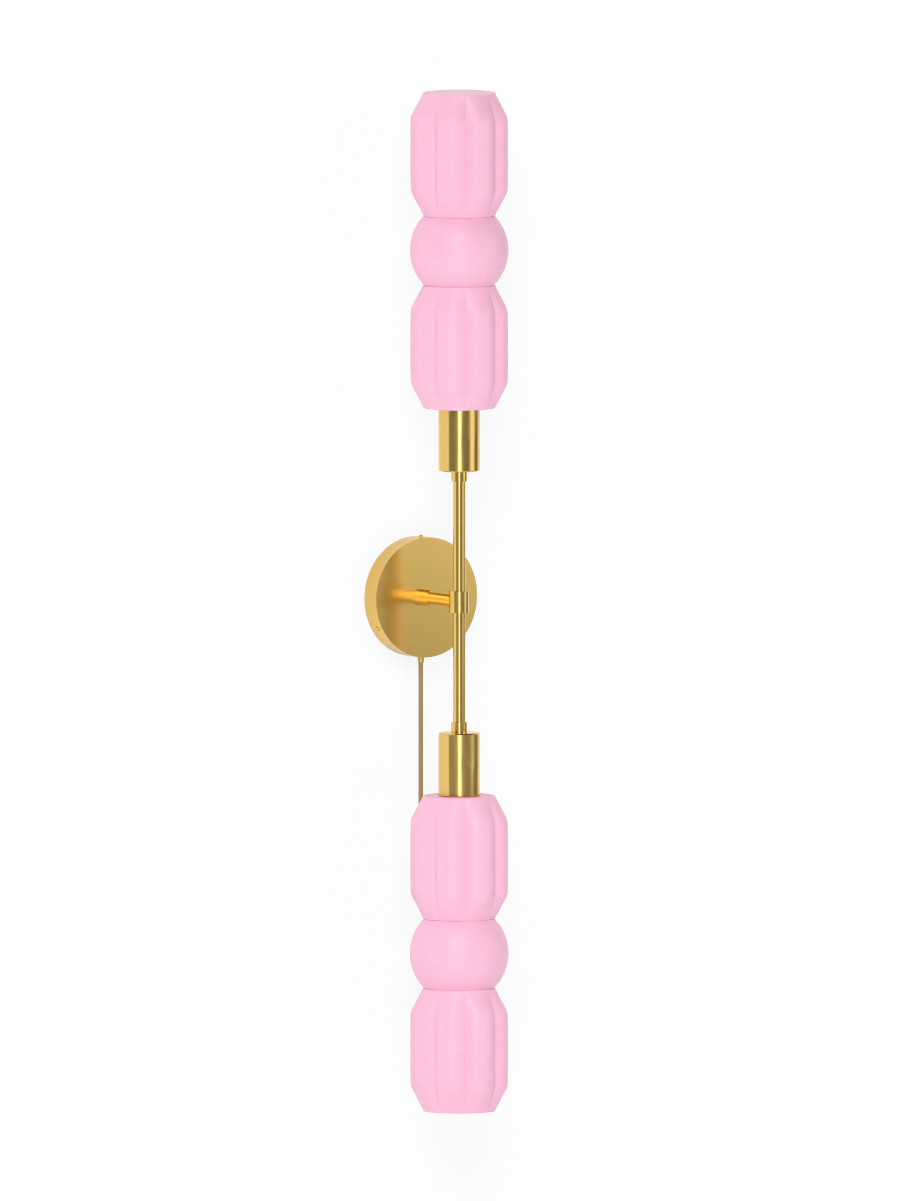 Elaine Plus One in Sakura Pink with brass hardware, plug-in, light off.