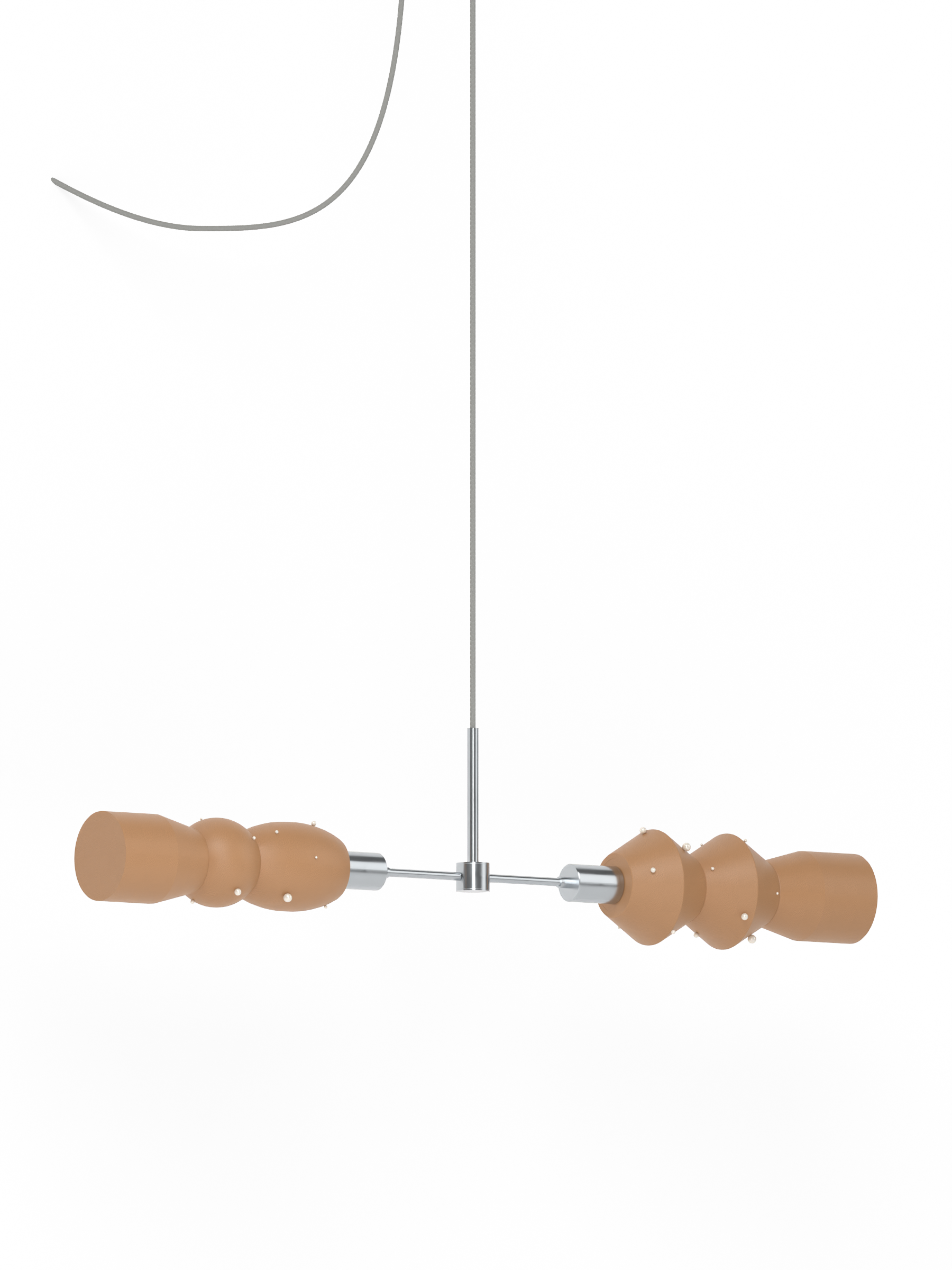Scar Eavesdropper in Frosted Brown with Pearl details and nickel hardware and a matching silver cord, plug-in, light off.