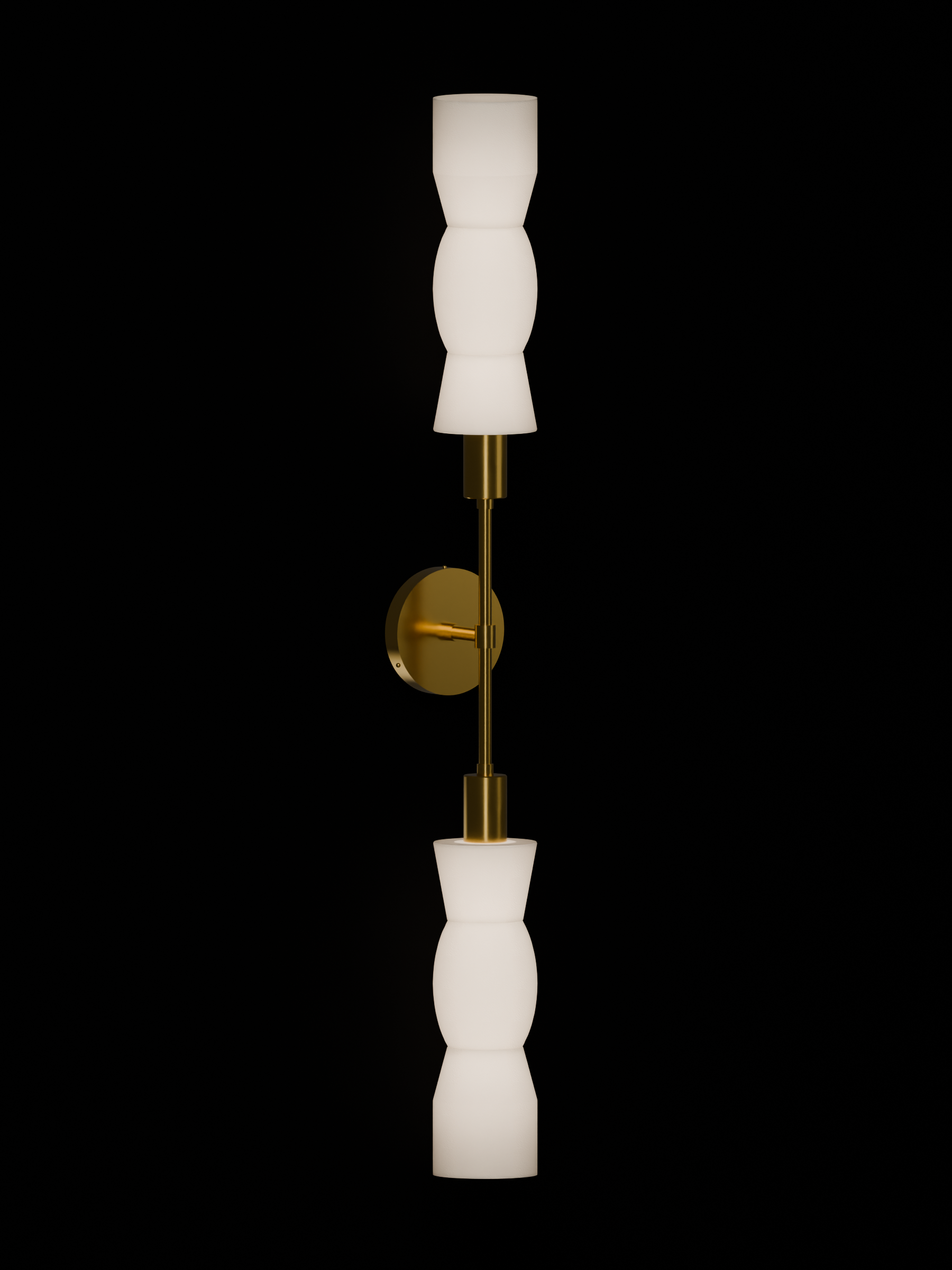 Cord Plus One in Linen with brass hardware, hardwired, light on.
