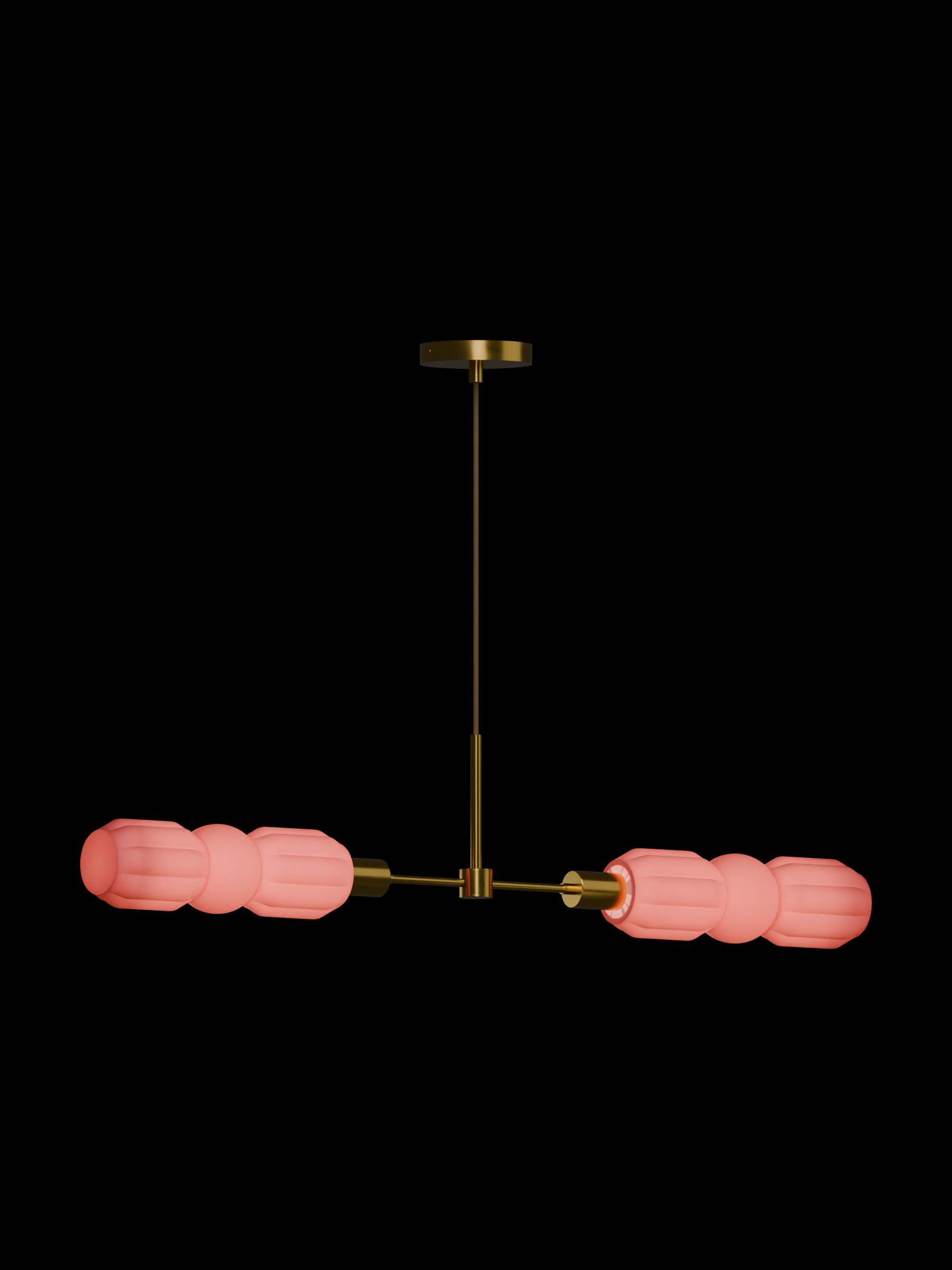 Elaine Eavesdropper in Sakura Pink with brass hardware, hardwired, light on.
