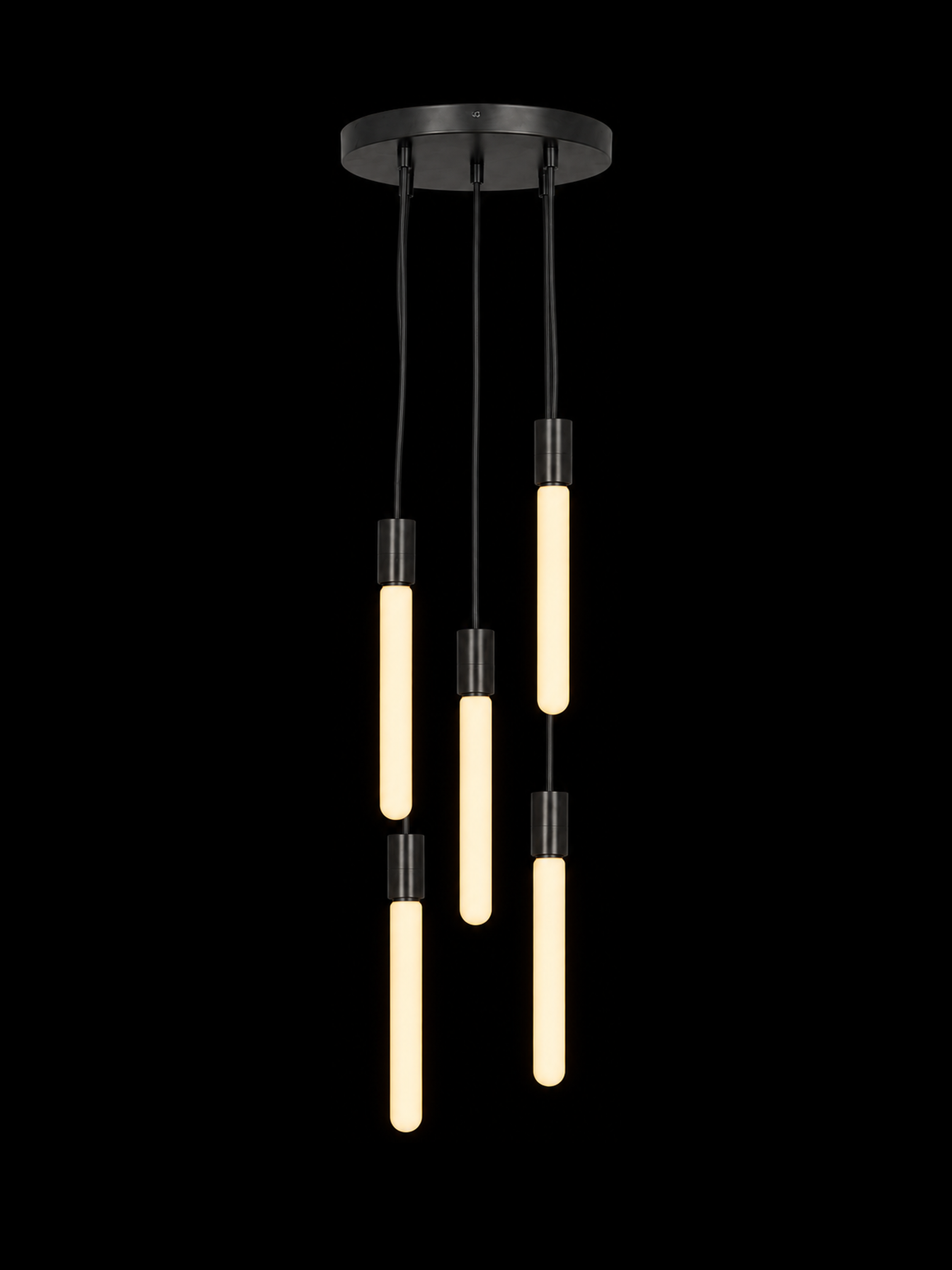 Black Halo, light on, straight-on proportional-scale product view by Eldon Trace