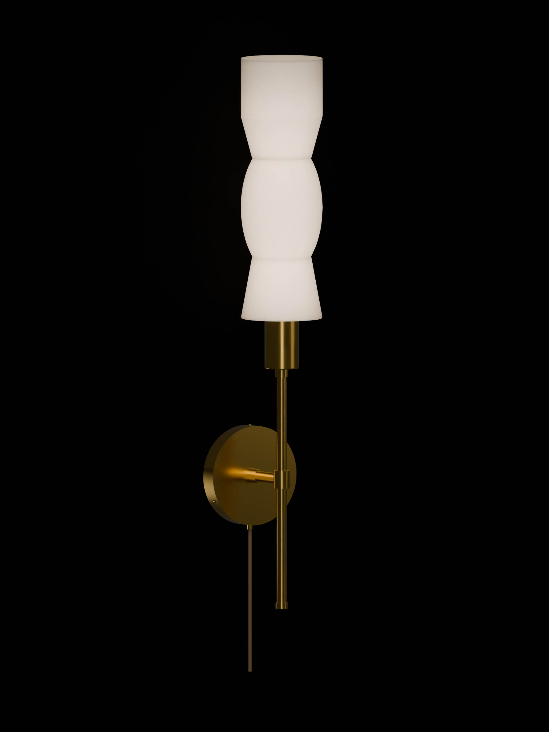 Cord Wallflower in Linen with brass hardware, plug-in, light on.