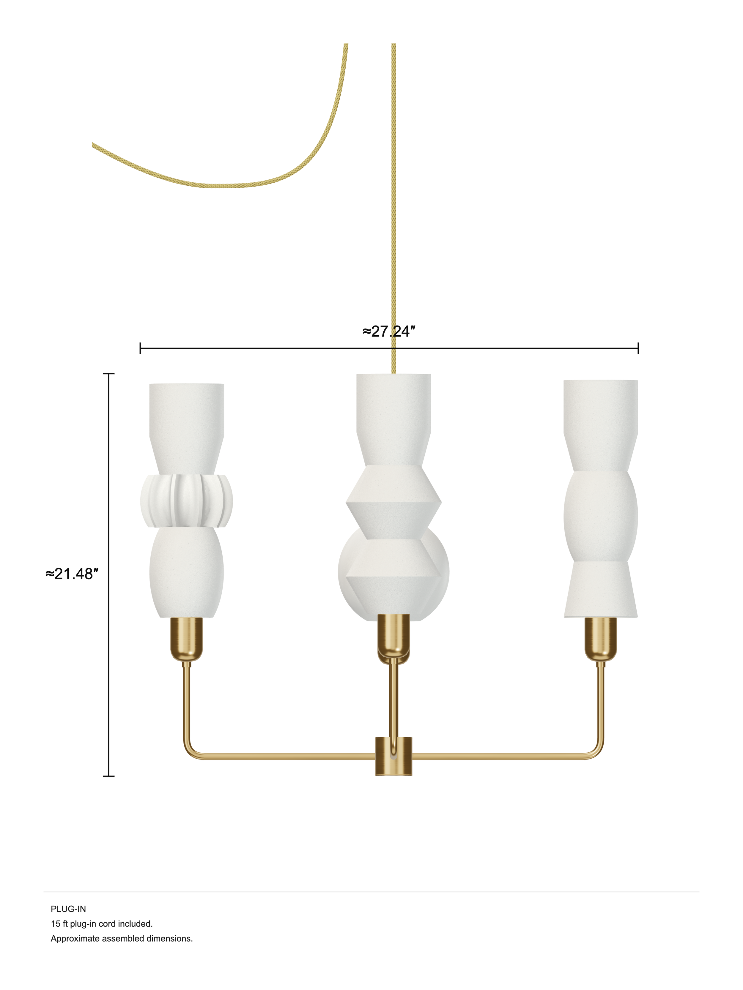 Cord Auburn, plug-in, assembled dimension drawing.