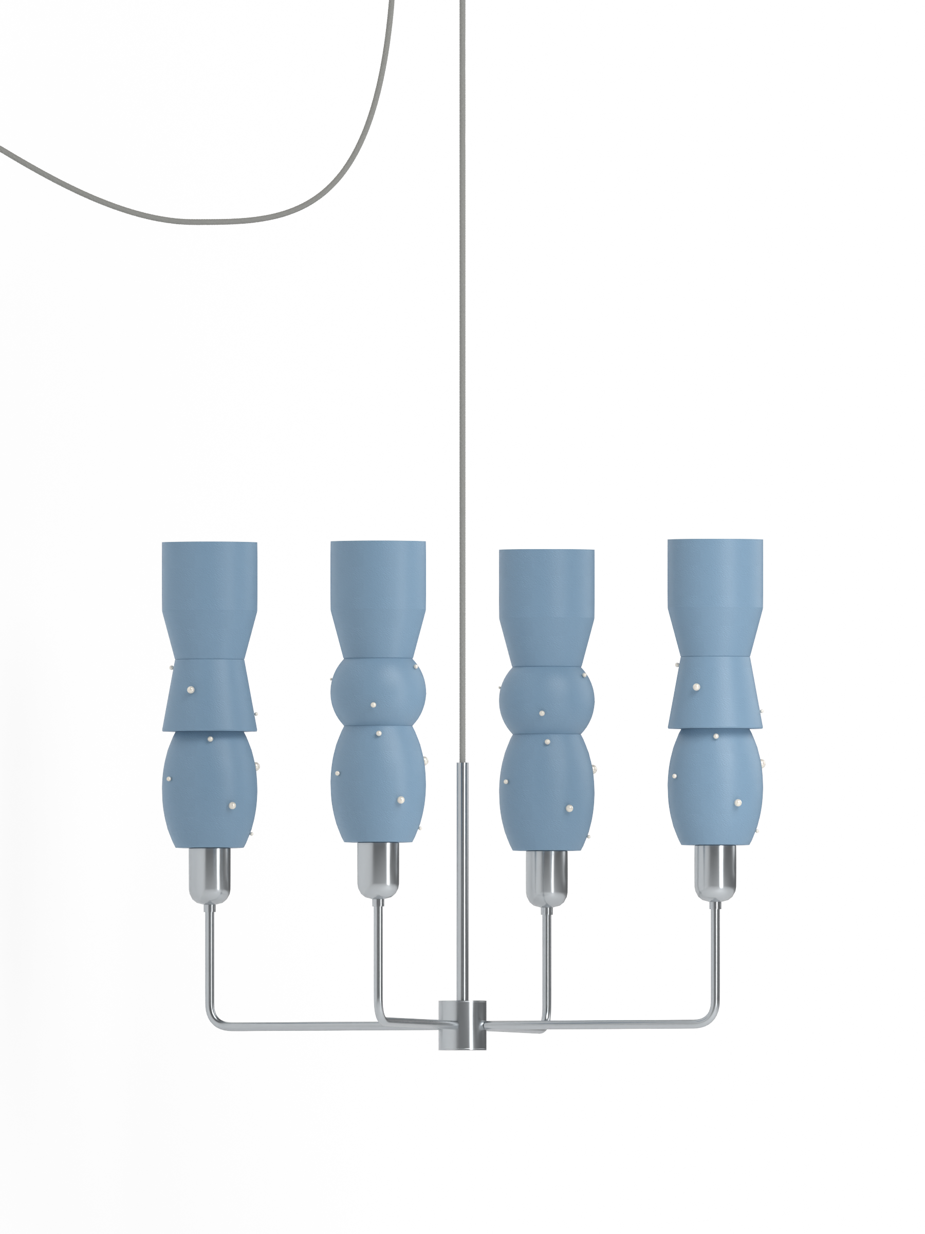 Guest Star Auburn in Twill with Pearl details and nickel hardware and a matching silver cord, plug-in, light off.