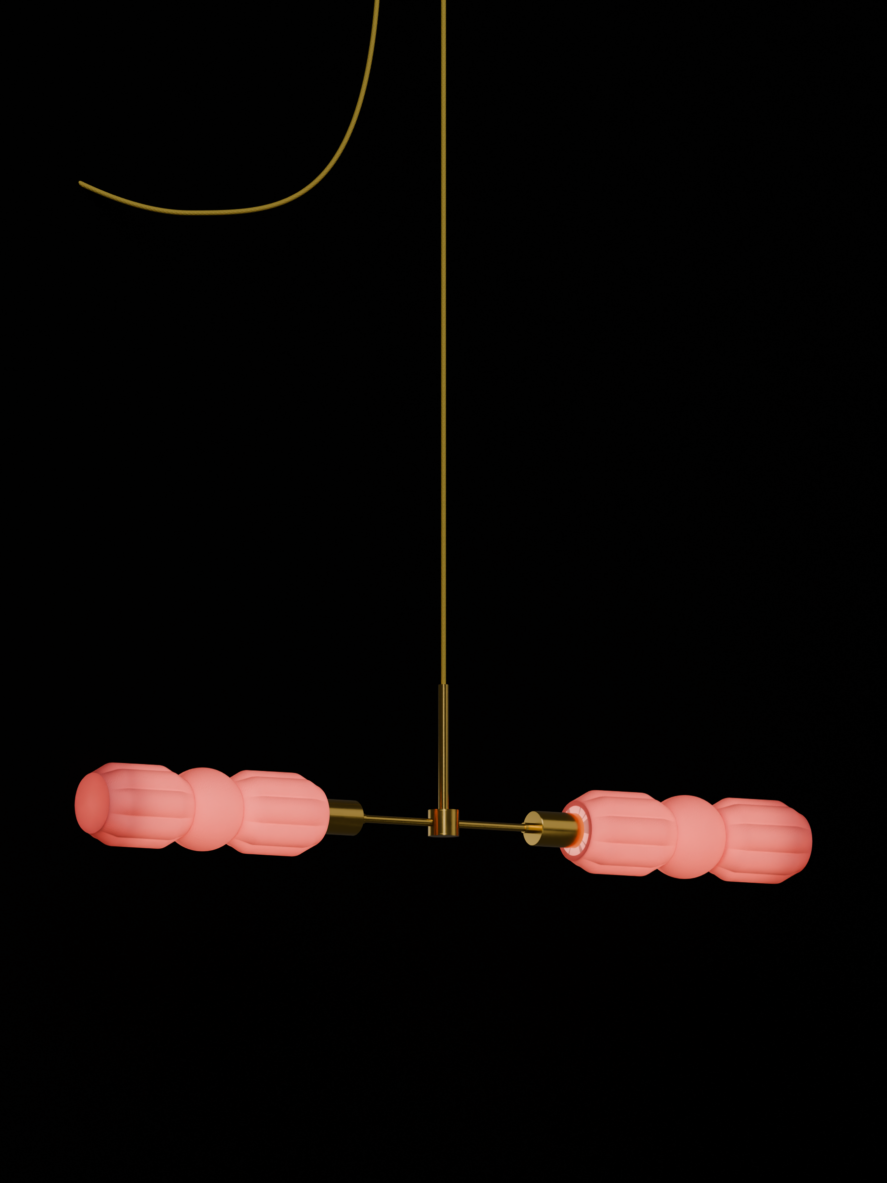 Elaine Eavesdropper in Sakura Pink with brass hardware, plug-in, light on.