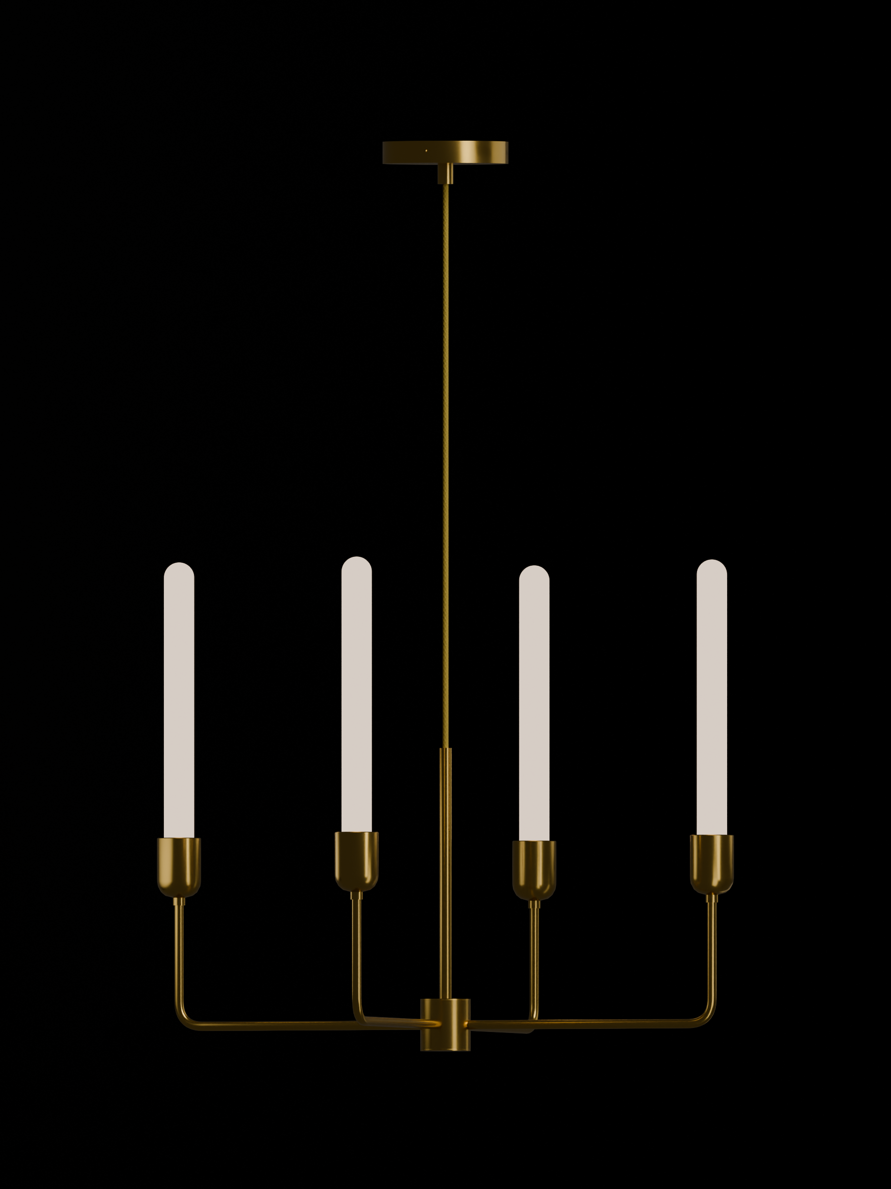 Custom Auburn with brass hardware and opal bulbs, before adding custom shapes, hardwired, light on.