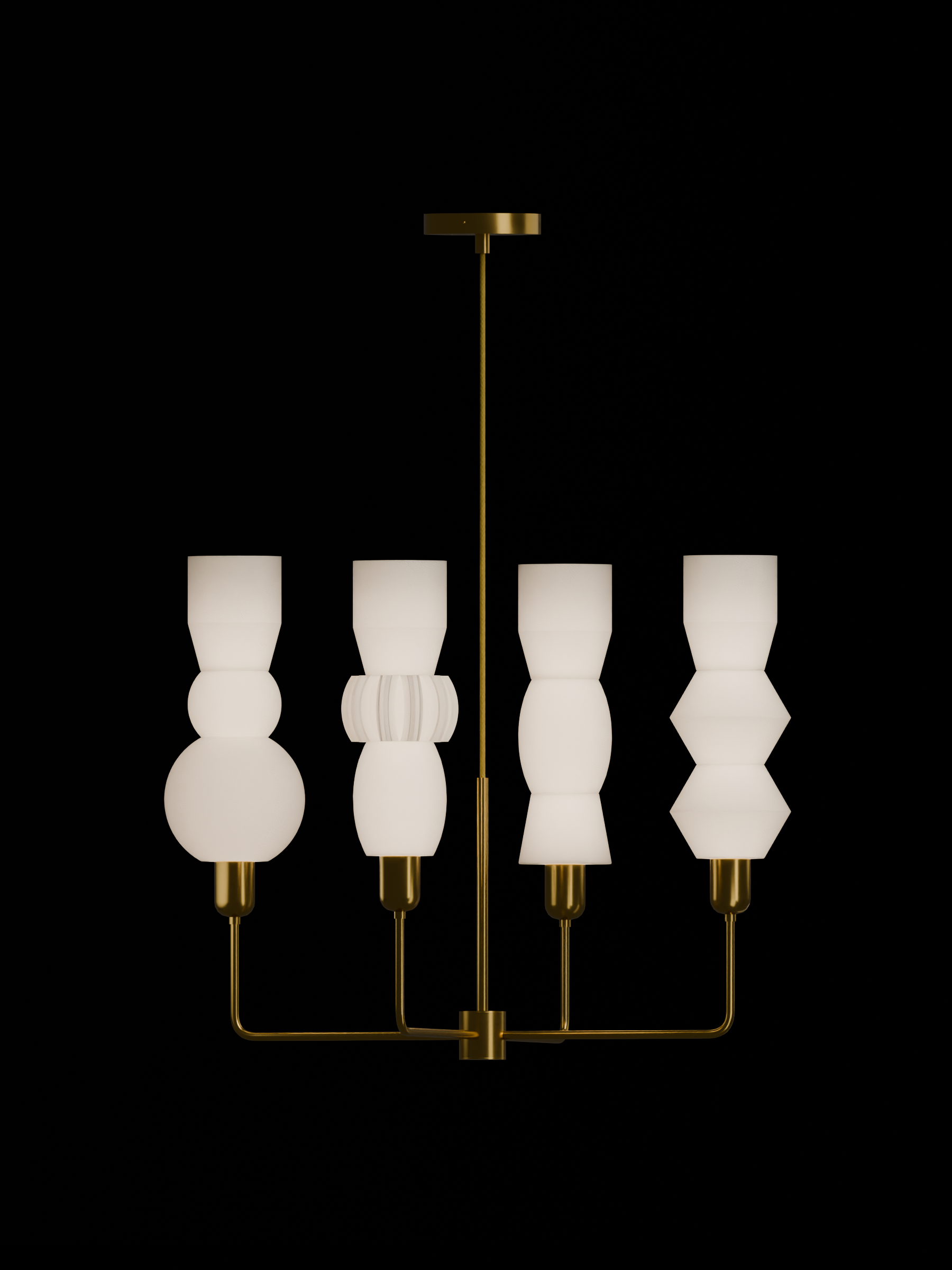 Cord Auburn in Linen with brass hardware, hardwired, light on.