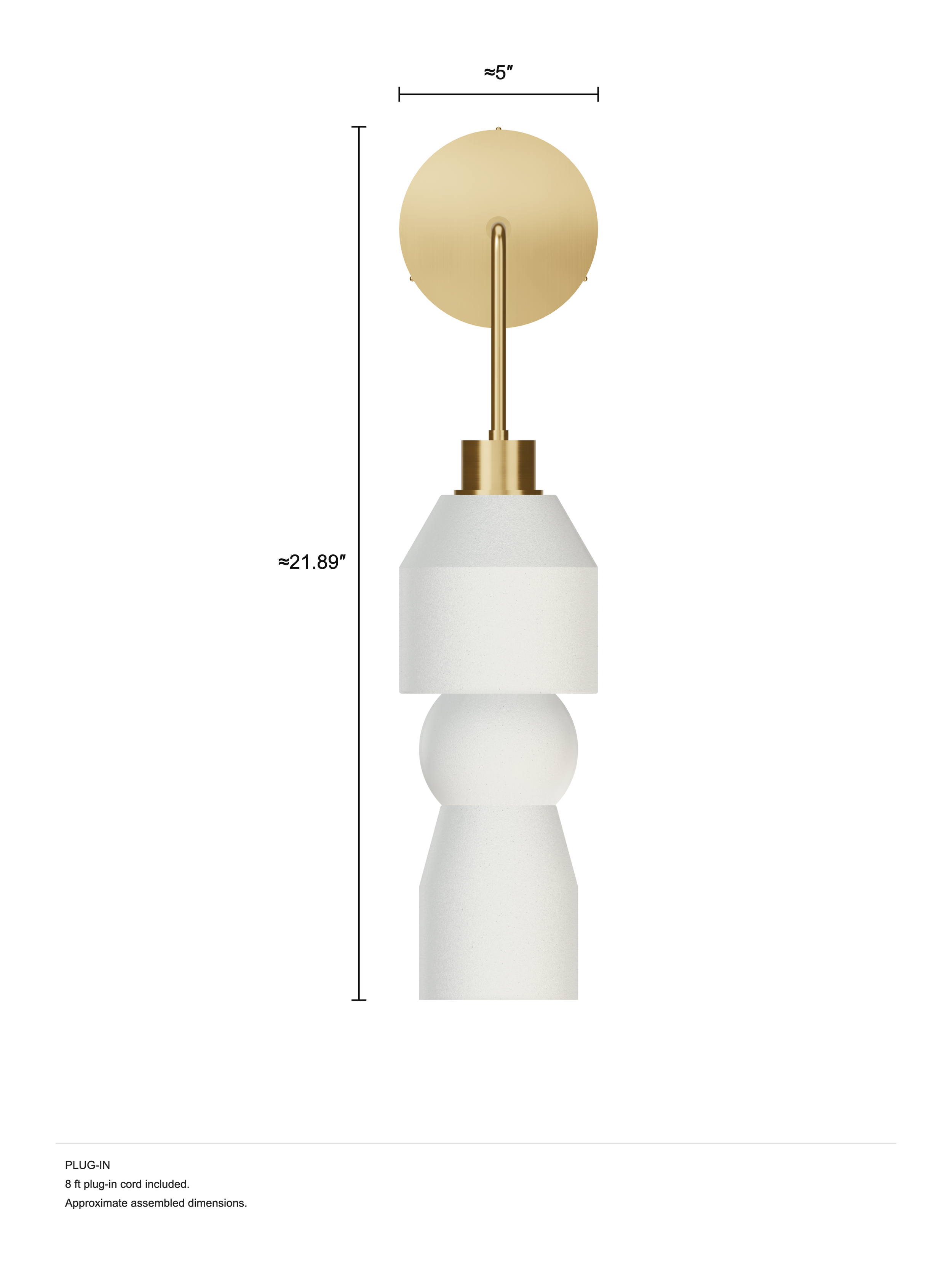Cord Drop Out, plug-in, assembled dimension drawing.