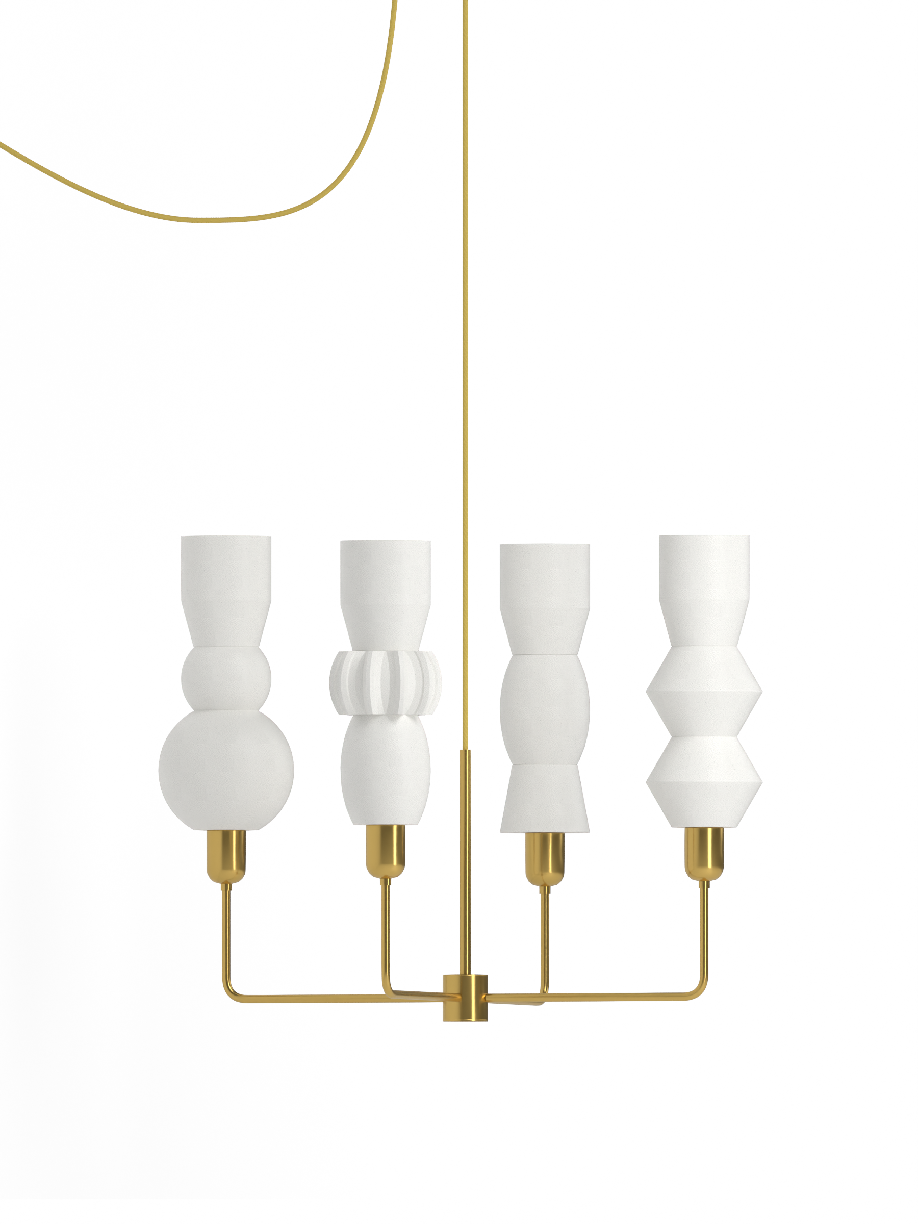 Cord Auburn in Linen with brass hardware, plug-in, light off.