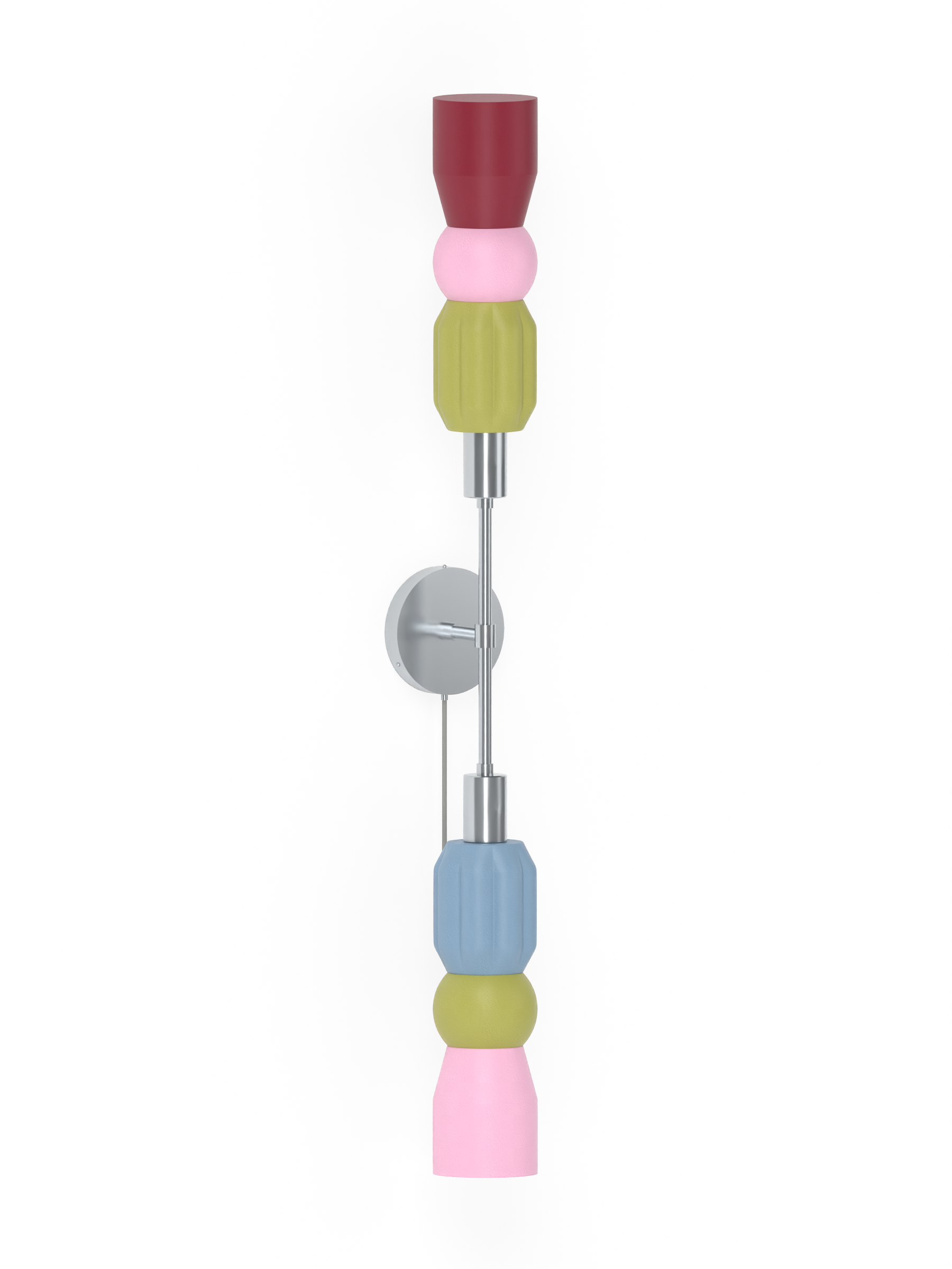 Benny Plus One in French Monk, Sakura Pink, Cordovan and Twill with nickel hardware, plug-in, light off.