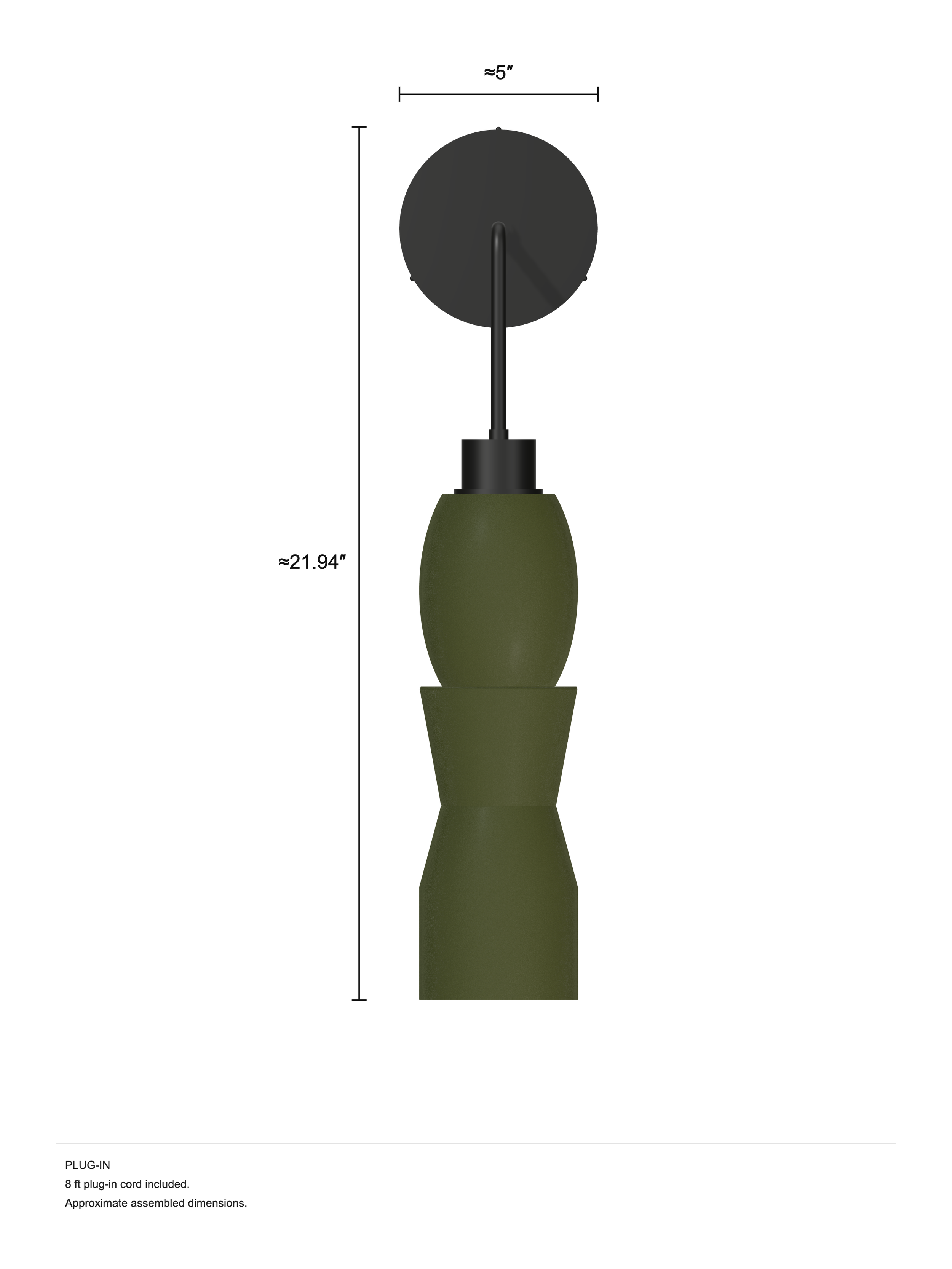 Major Drop Out, plug-in, assembled dimension drawing.