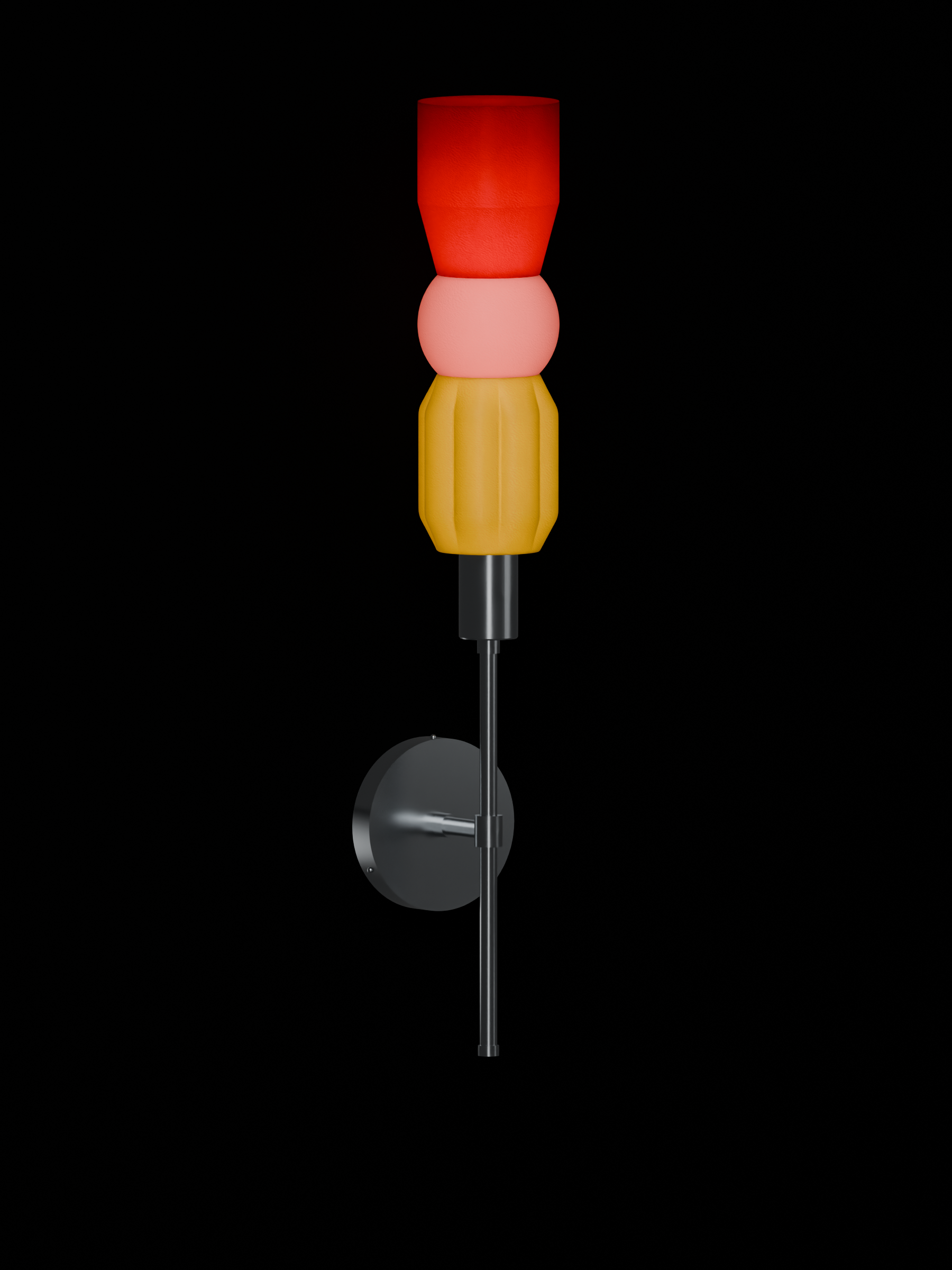 Benny Wallflower in French Monk, Sakura Pink and Cordovan with nickel hardware, hardwired, light on.