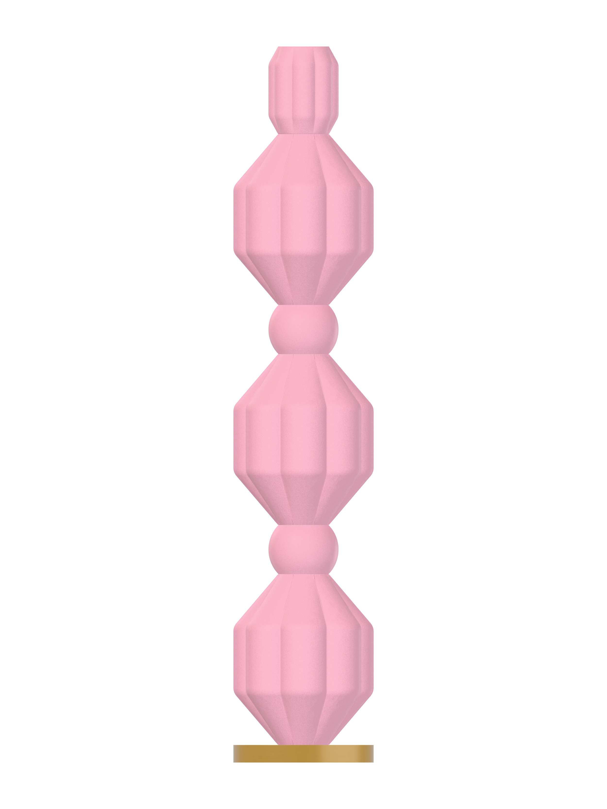 Elaine Totem lamp with pink stacked shapes on a brass base, light off