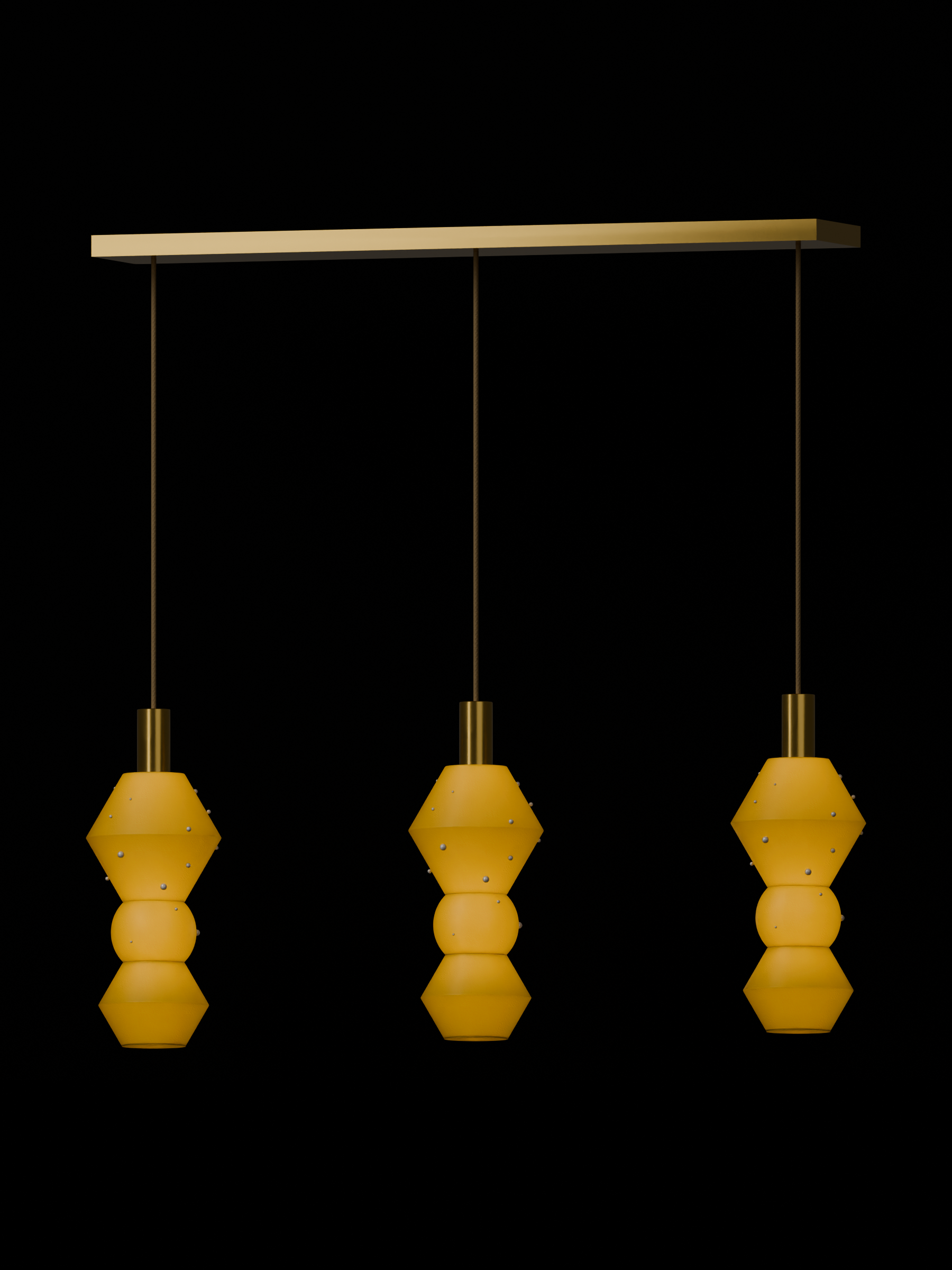 Viv Runway 3 in French Monk with Pearl details and brass hardware, hardwired, light on.