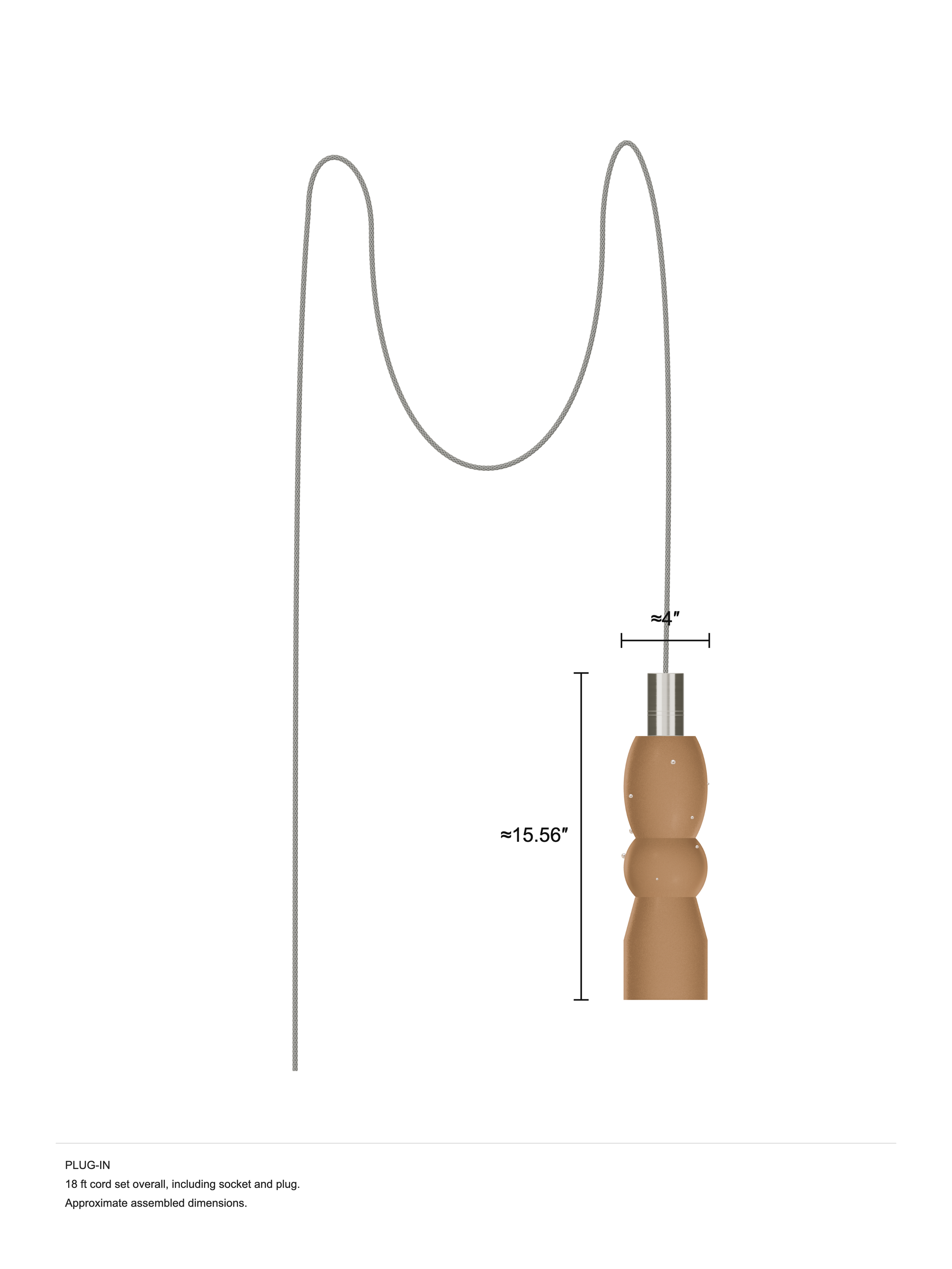 Scar Quiche in Frosted Brown with Pearls and nickel hardware, Plug-in, dimension drawing