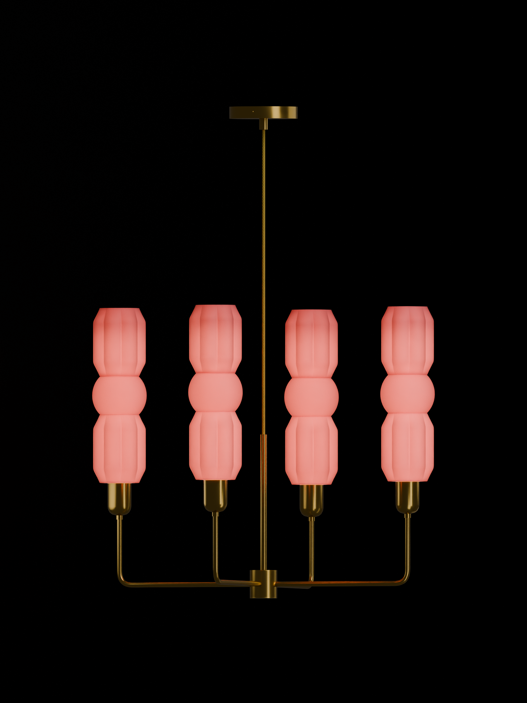 Elaine Auburn in Sakura Pink with brass hardware, hardwired, light on.
