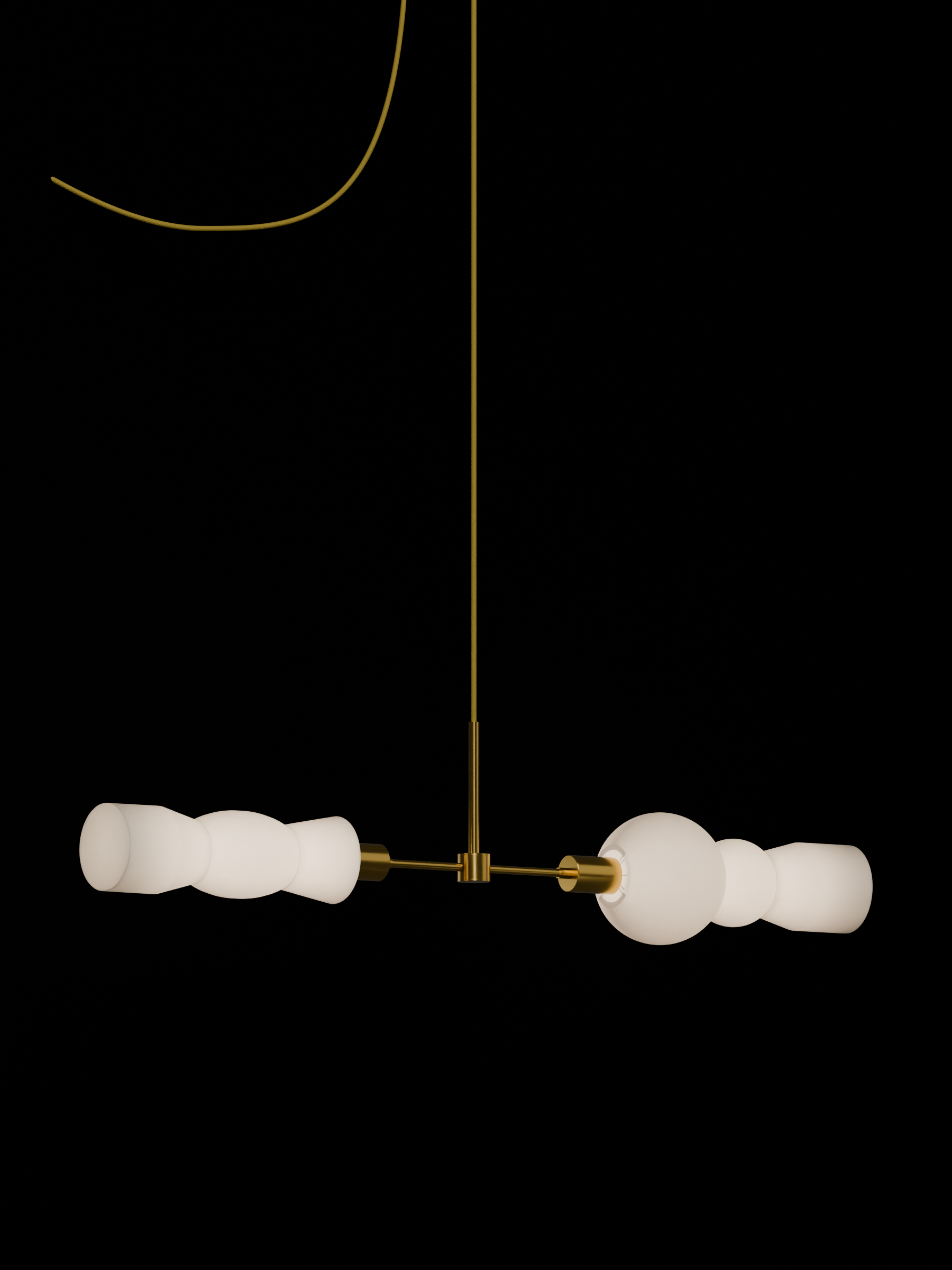 Cord Eavesdropper in Linen with brass hardware, plug-in, light on.