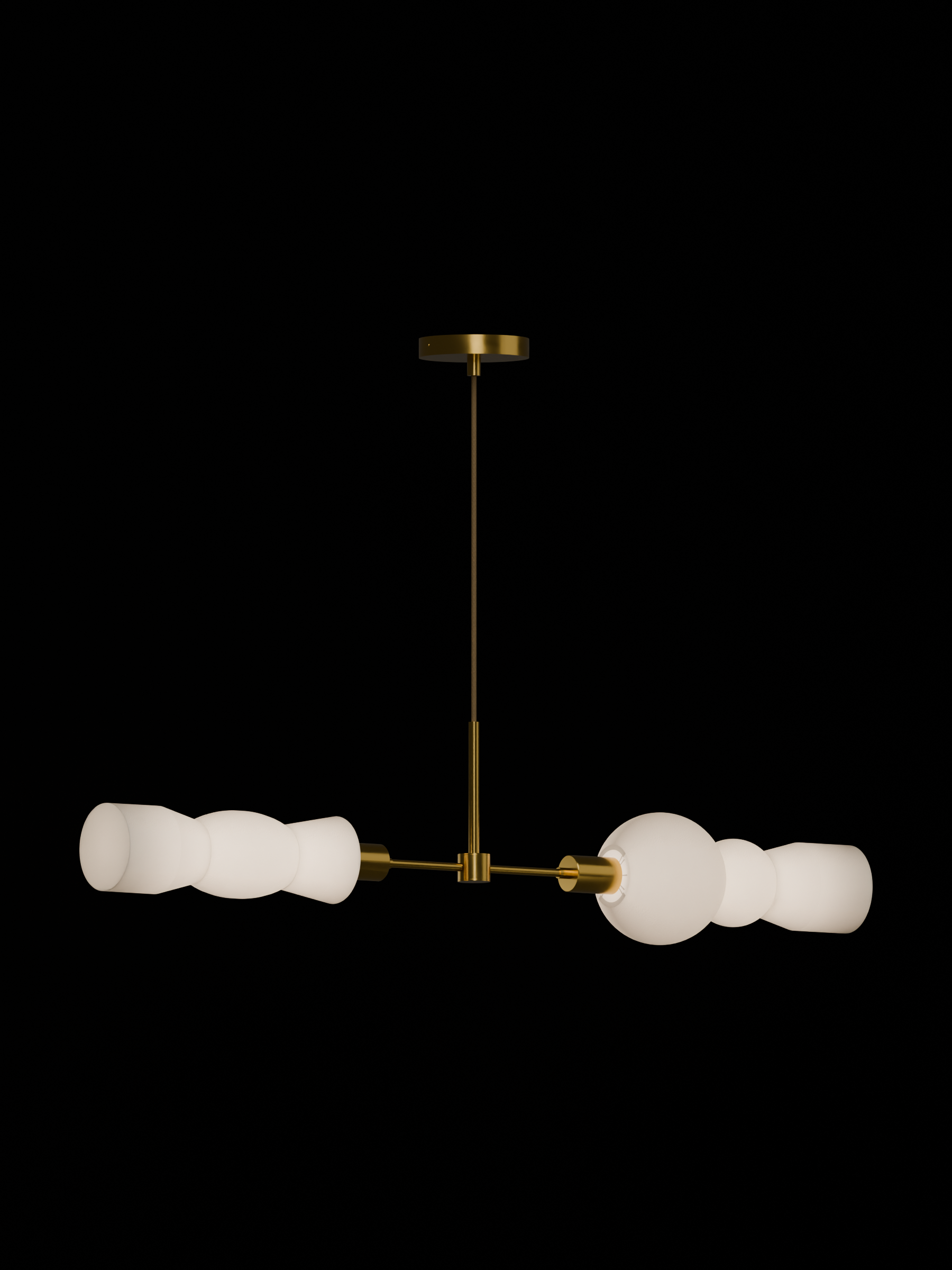 Cord Eavesdropper in Linen with brass hardware, hardwired, light on.