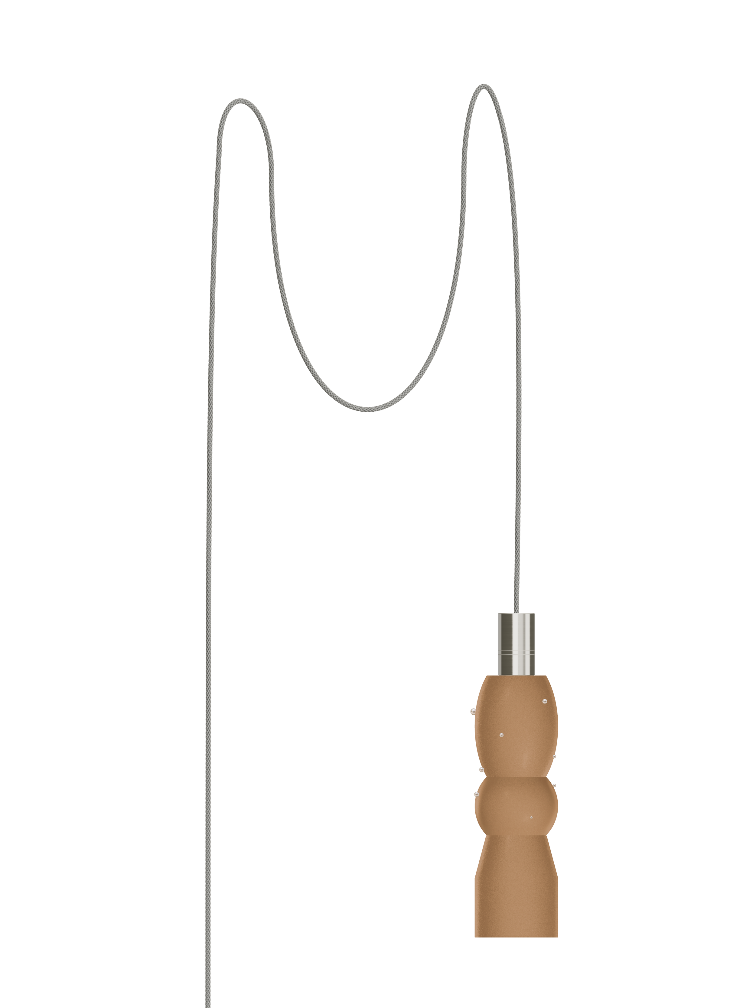 Scar Quiche in Frosted Brown with Pearls and nickel hardware, Plug-in, light off