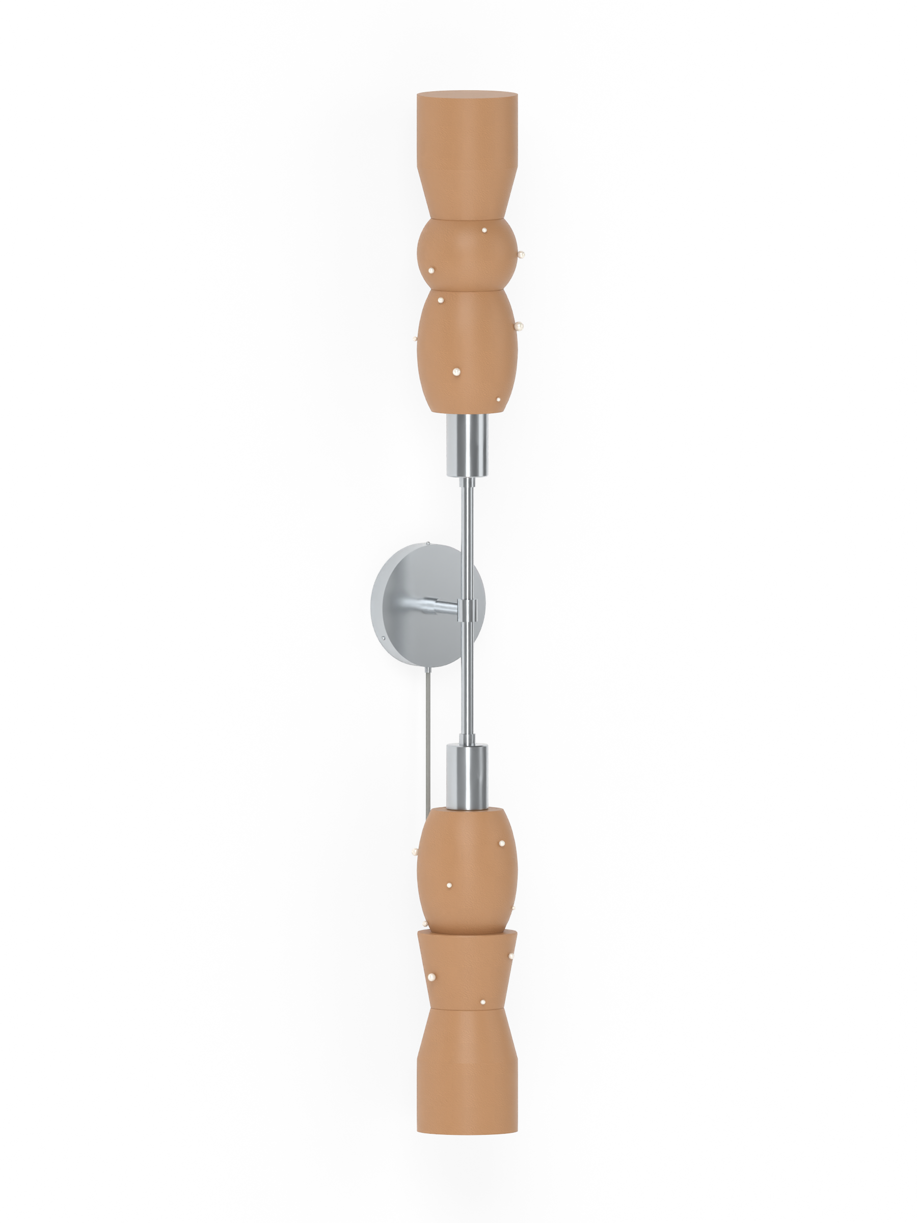 Scar Plus One in Frosted Brown with Pearl details with nickel hardware, plug-in, light off.
