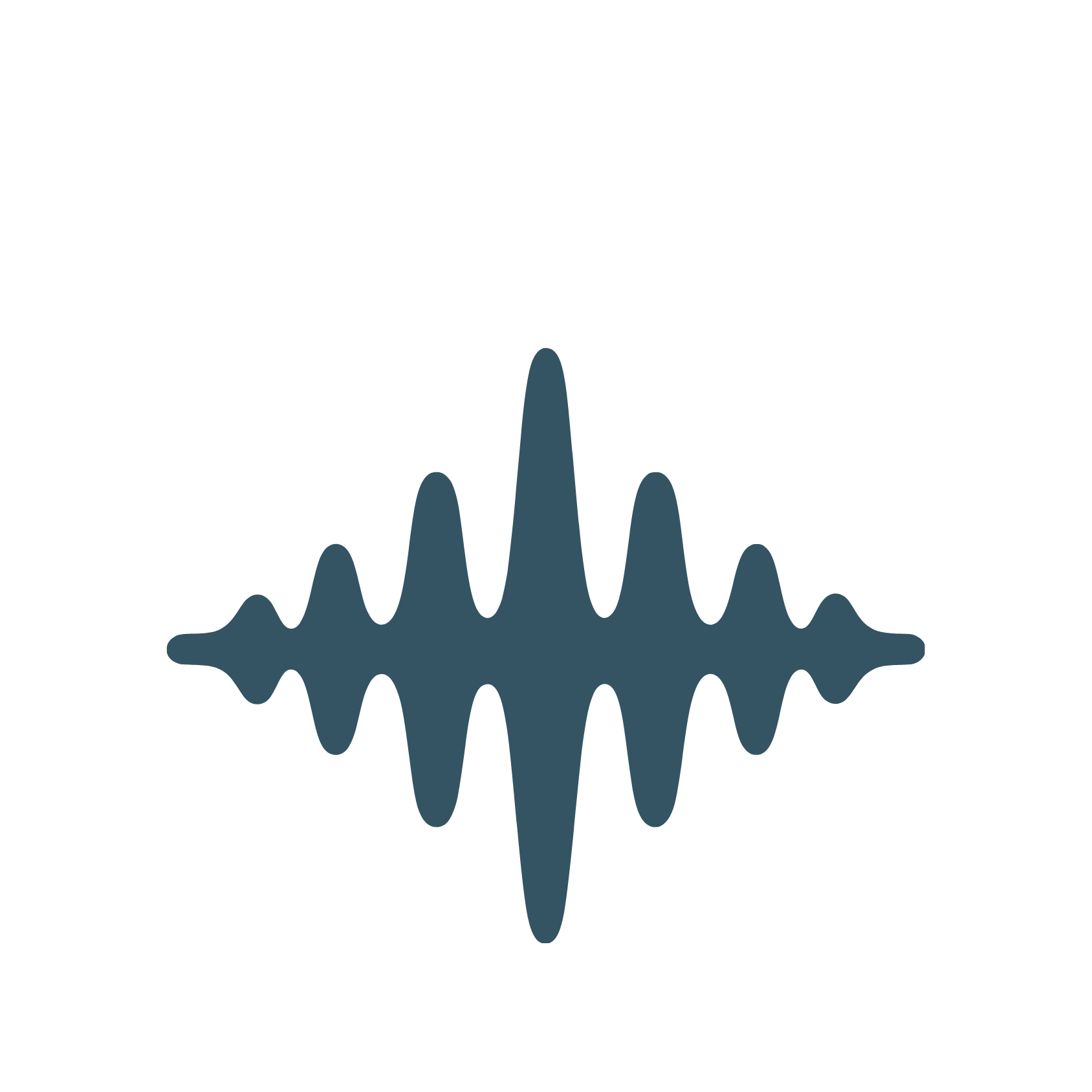 A dark blue waveform graph showing audio amplitudes over time on a black background.