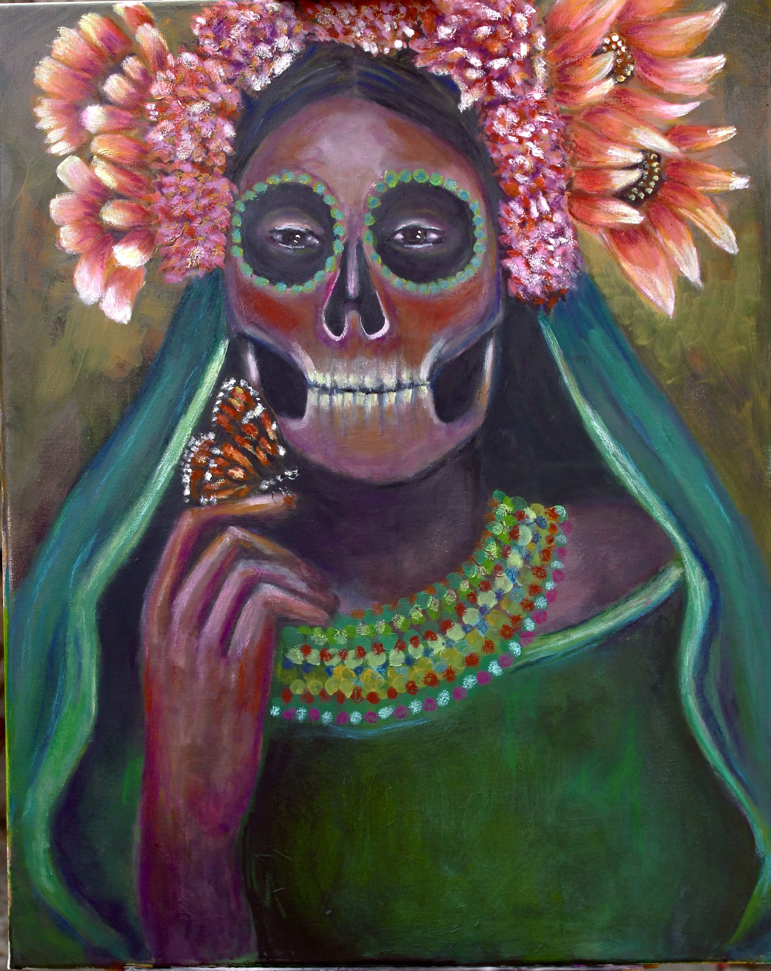 "La monarca de mi jardin."
 24x30. 
Oil
canvas

