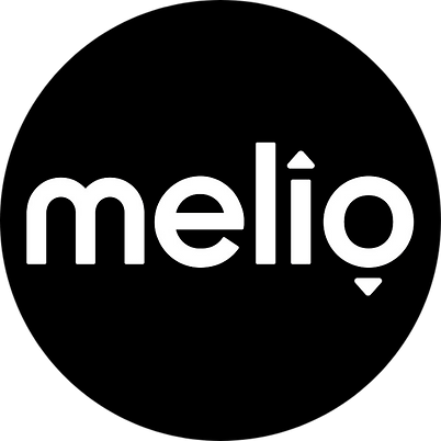 Melio logo on a black background