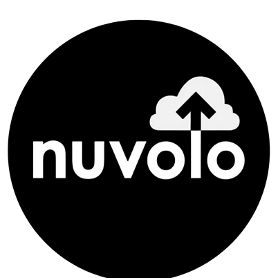 Nuvolo logo with a cloud and arrow icon on a black background.