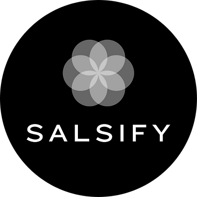 A black background with a gray flower-like logo composed of overlapping circles, and the word '''SALSIFY''' in white capital letters below the logo.