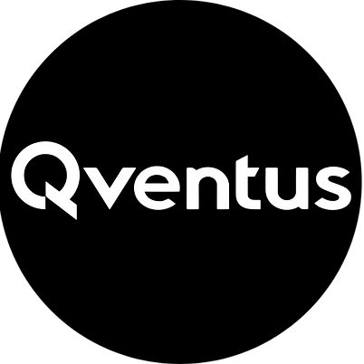 Qventus logo in white text on a black background.