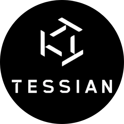 Black background with a white geometric logo above the word 'TESSIAN' in bold capital letters.