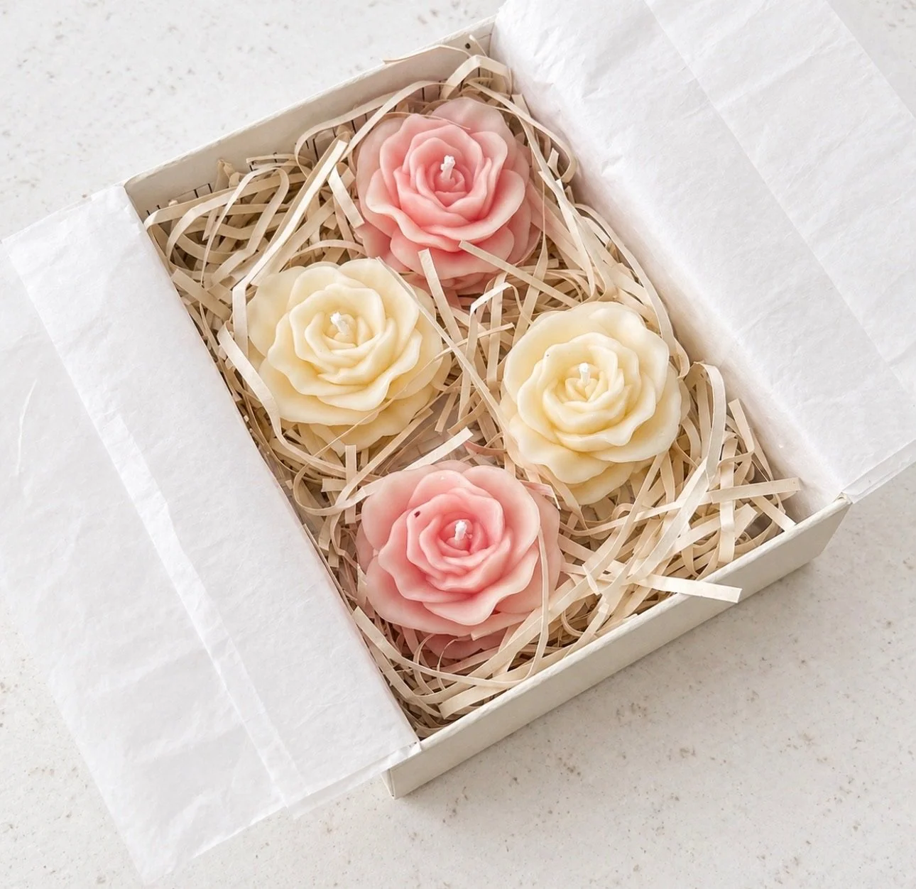 Blush & Ivory Rose Beeswax Candle Bouquet