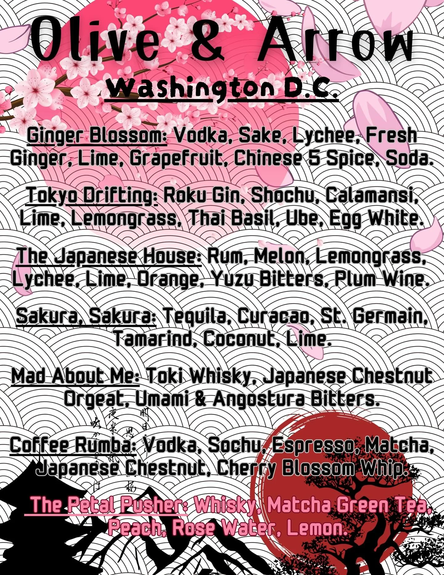 Get into the season and try one of the amazing cocktails from @oliveandarrowdc on Thursday, Friday and Saturday nights !
