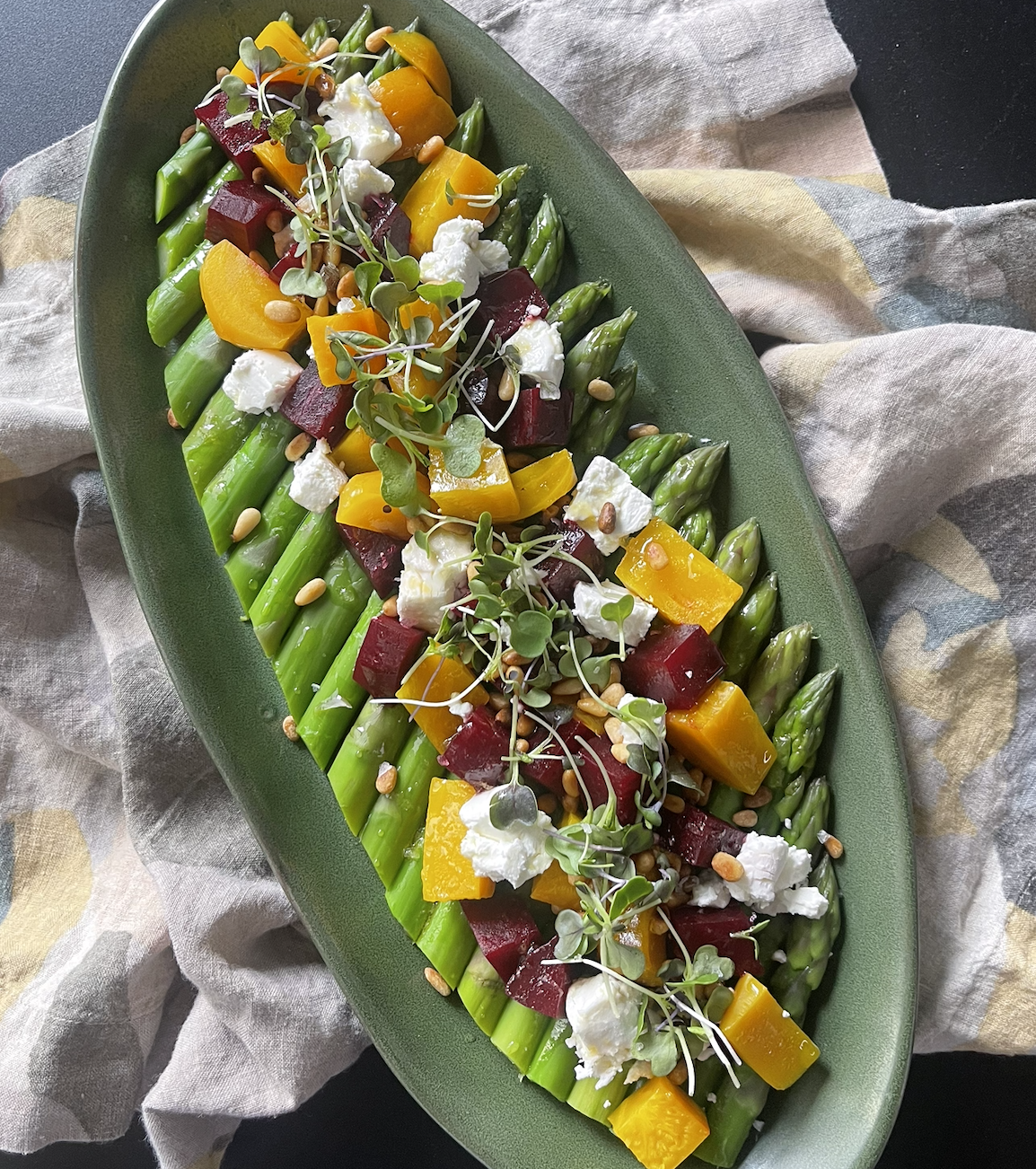 ASPARAGUS, BEET, AND GOAT CHEESE SALAD