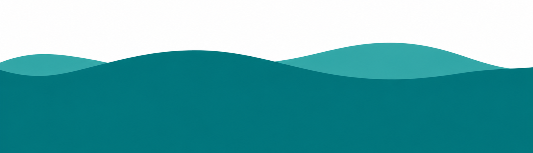 Abstract image of layered teal waves on a white background.