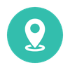 Map pin icon on teal background